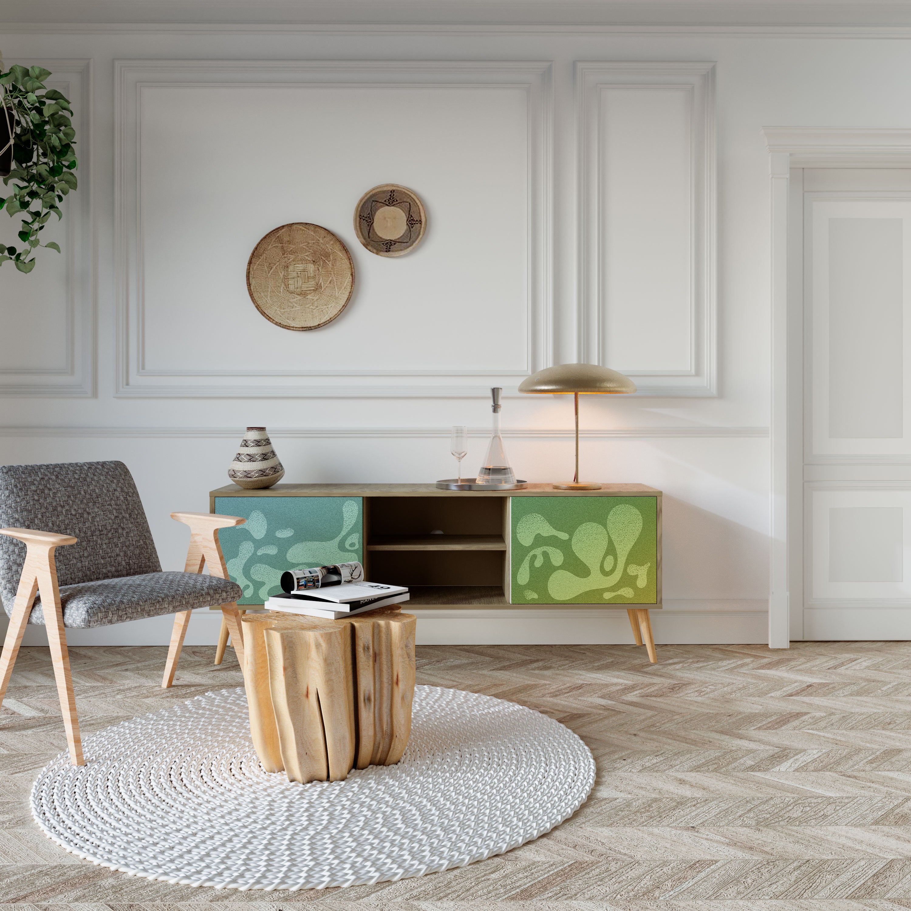 IRREGULAR BLUE 2-Door TV Cabinet