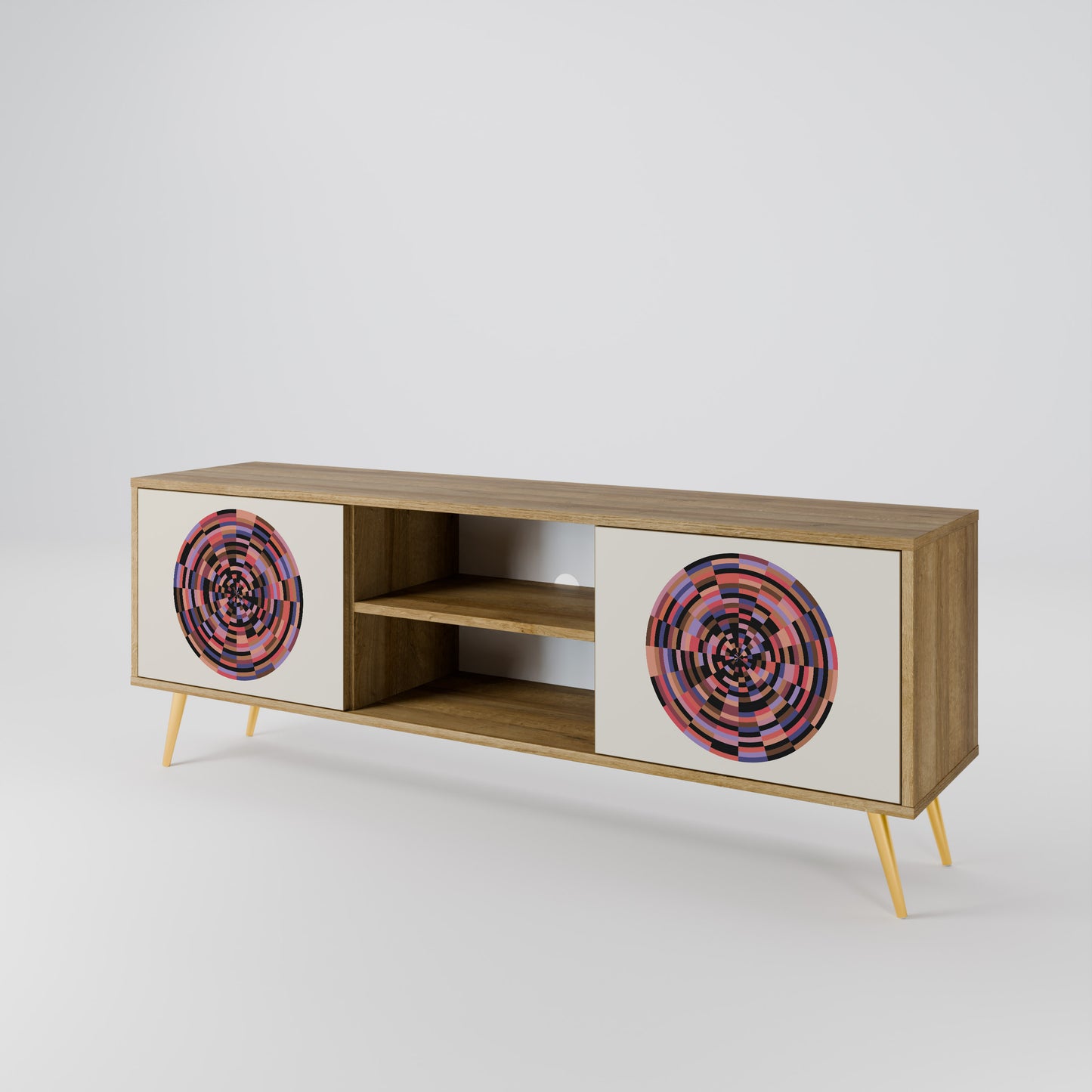 BROWN CIRCLES Dvoudveřový TV stolek