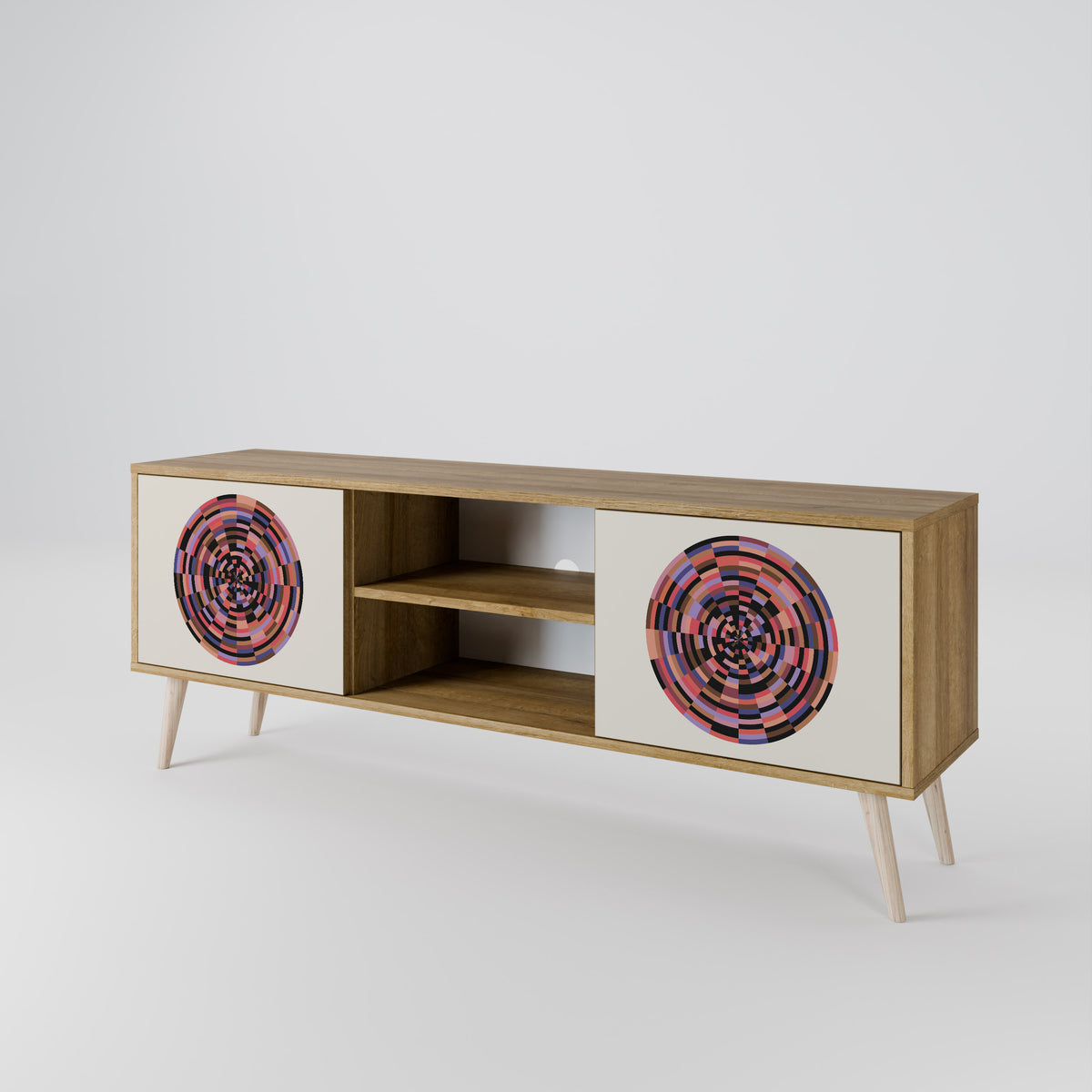 BROWN CIRCLES Dvoudveřový TV stolek