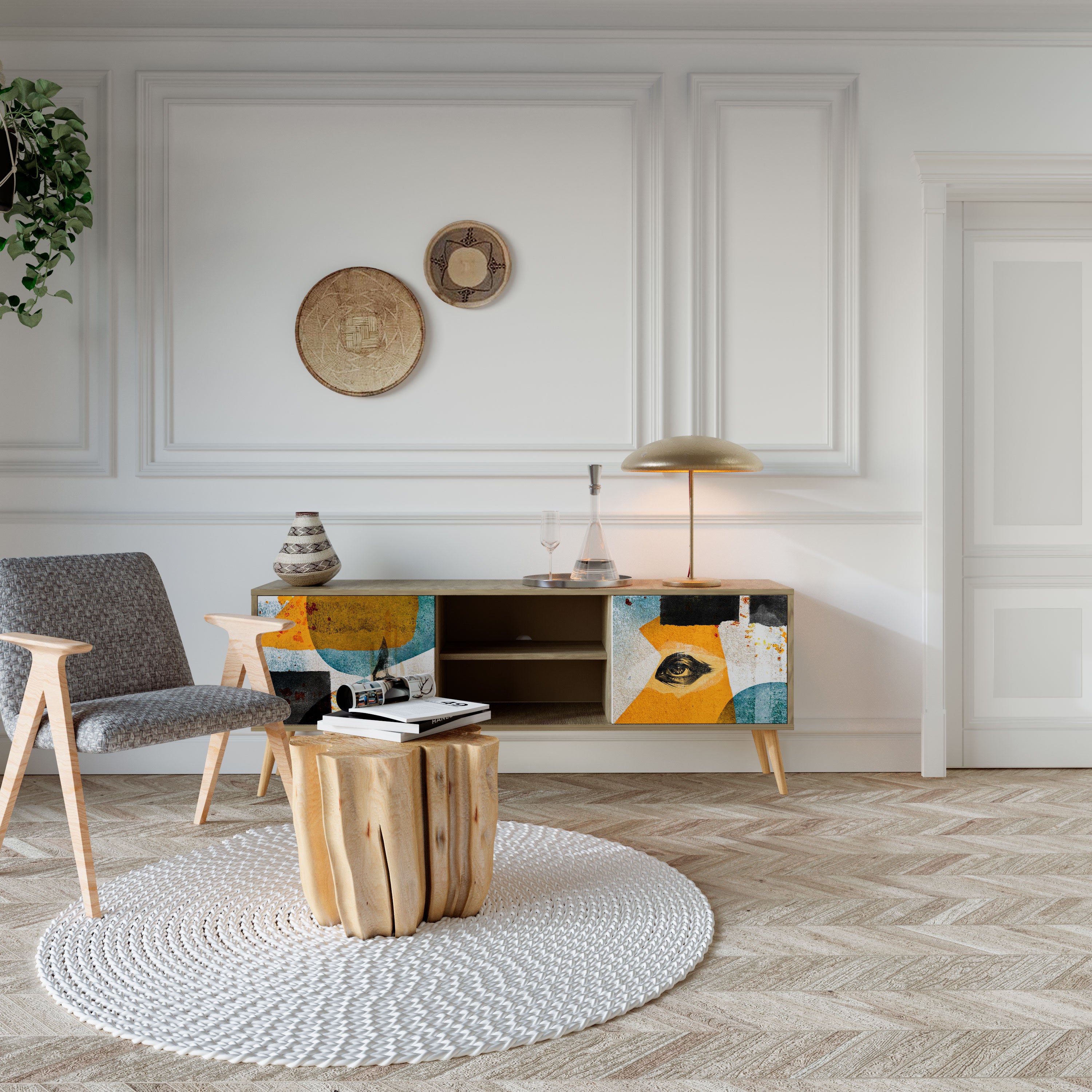 ABSTRACT FACES 2-Door TV Cabinet