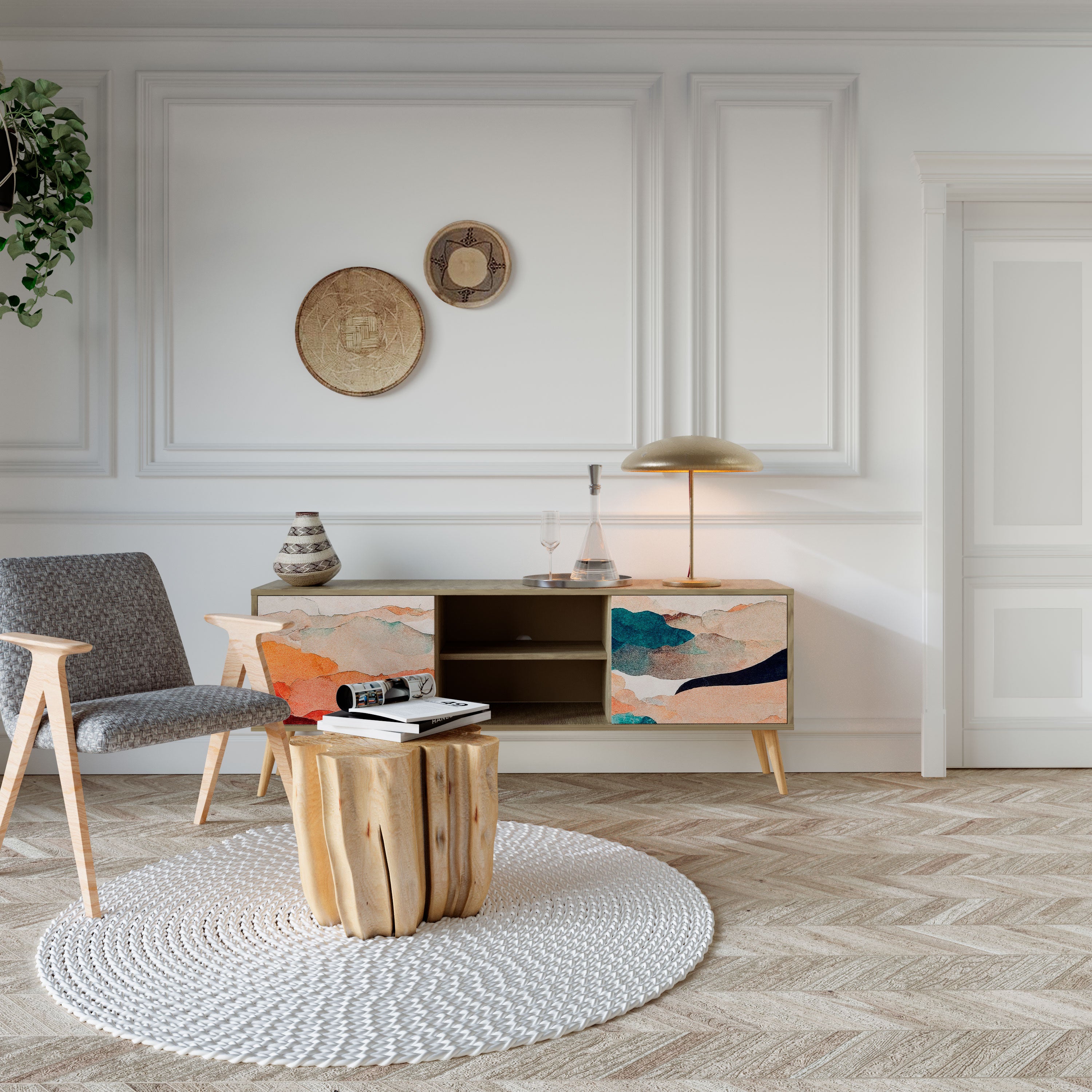 ABSTRACT LANDSCAPE 2-Door TV Cabinet