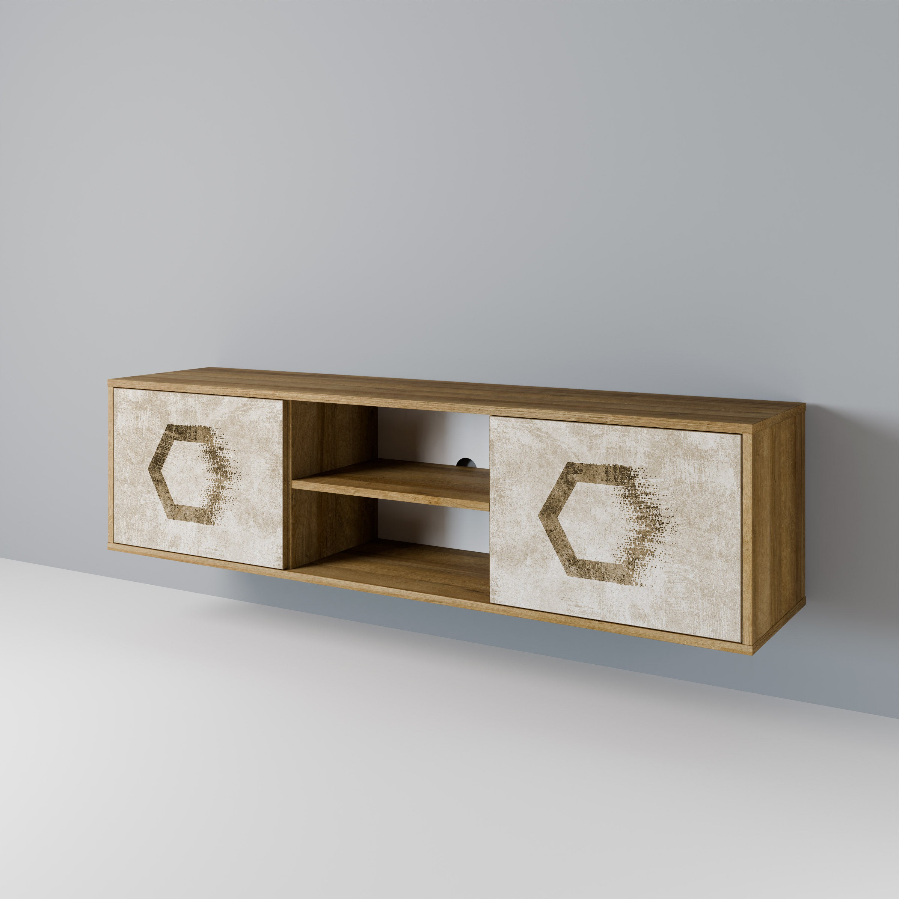 HEXAGONAL SHAPES 2-Door TV Cabinet