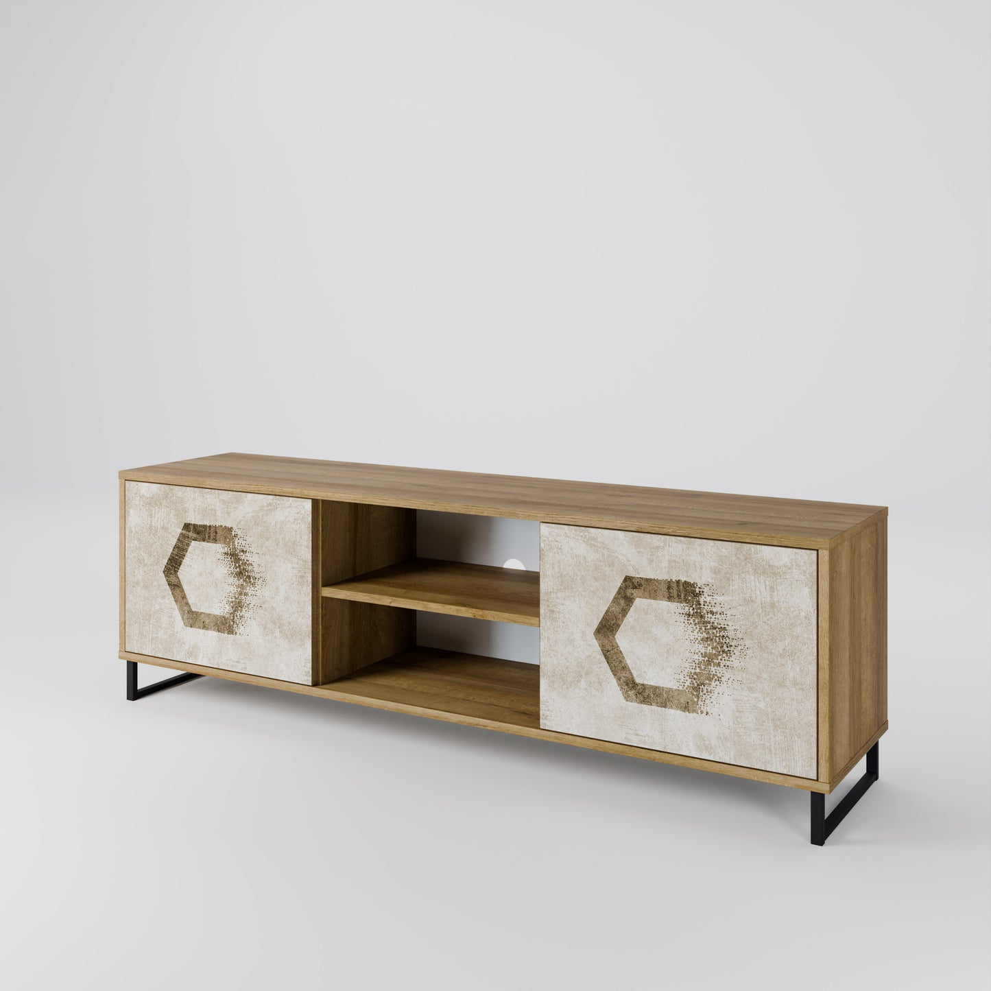 HEXAGONAL SHAPES Dvoudveřový TV stolek