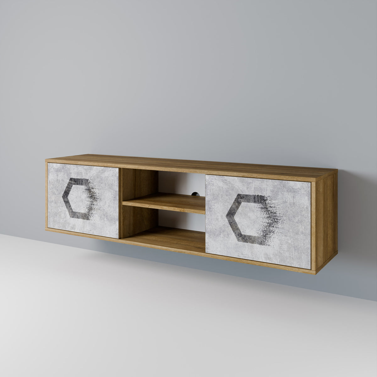 HEXAGONAL FIGURES Dvoudveřový TV stolek
