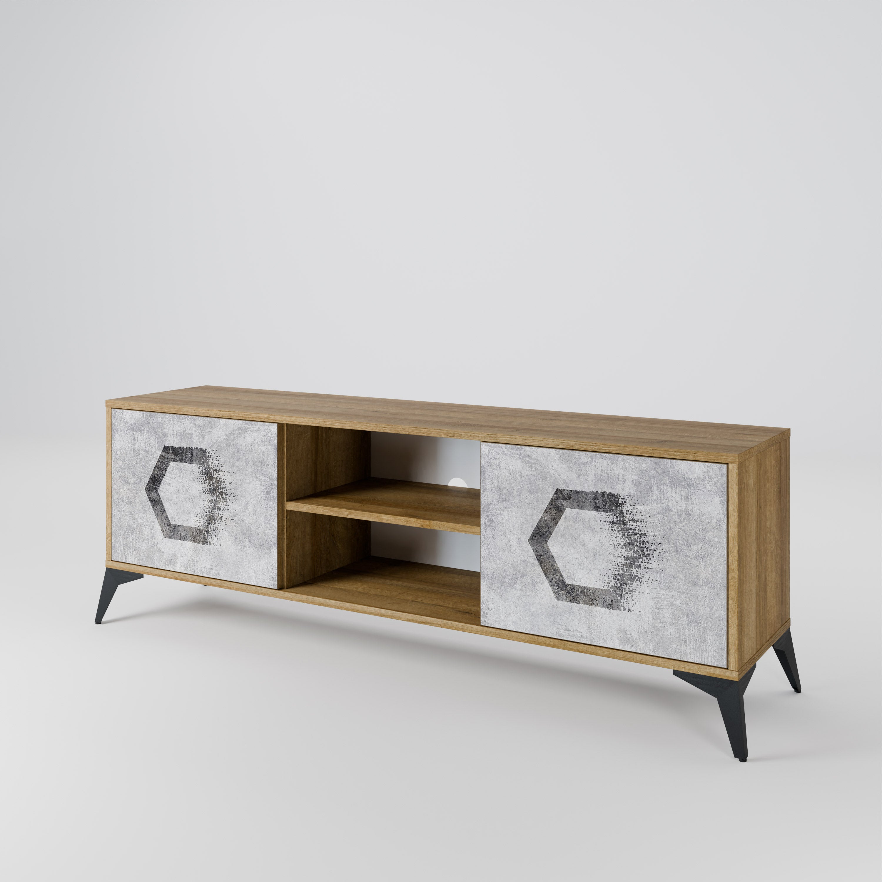 HEXAGONAL FIGURES 2-Door TV Cabinet