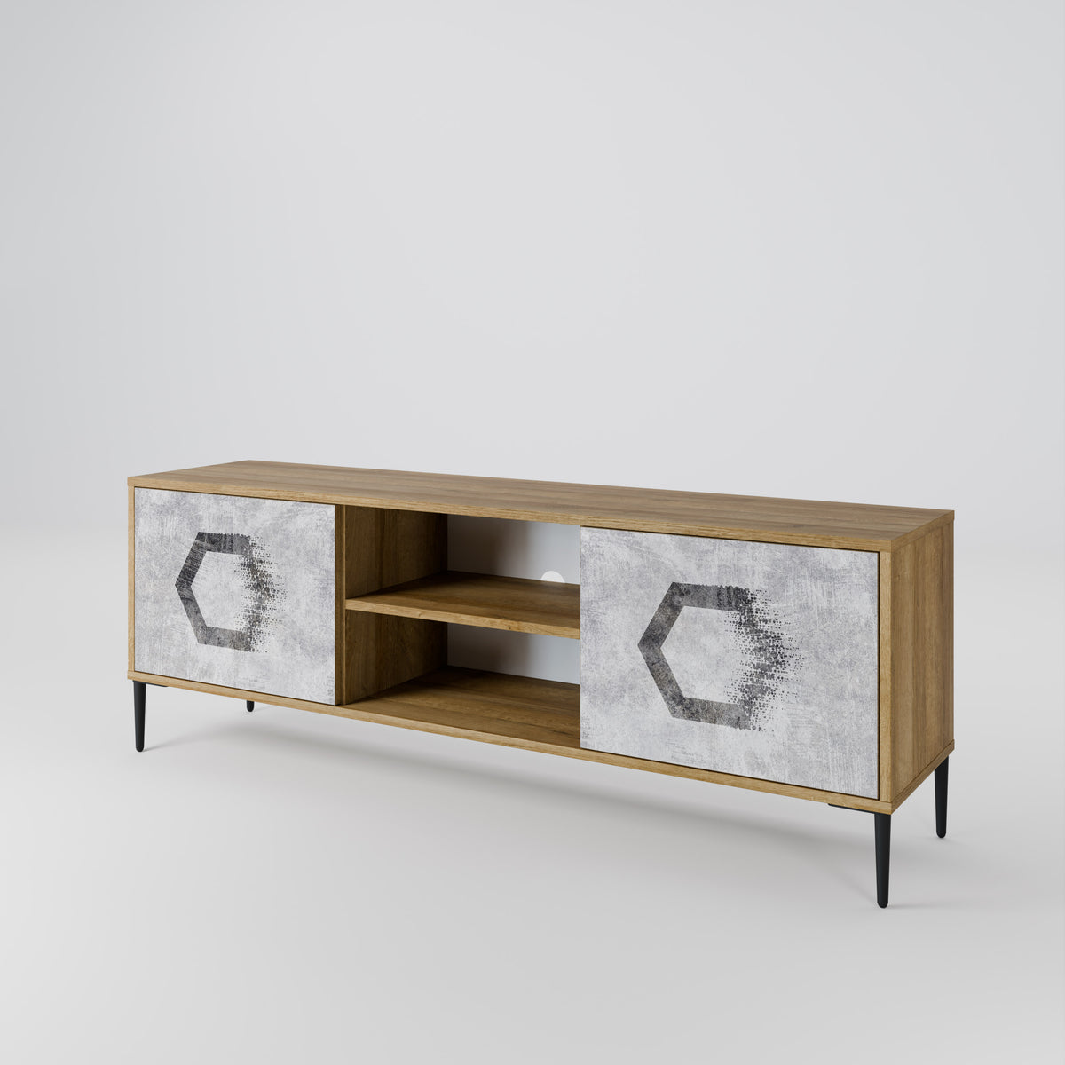 HEXAGONAL FIGURES Dvoudveřový TV stolek