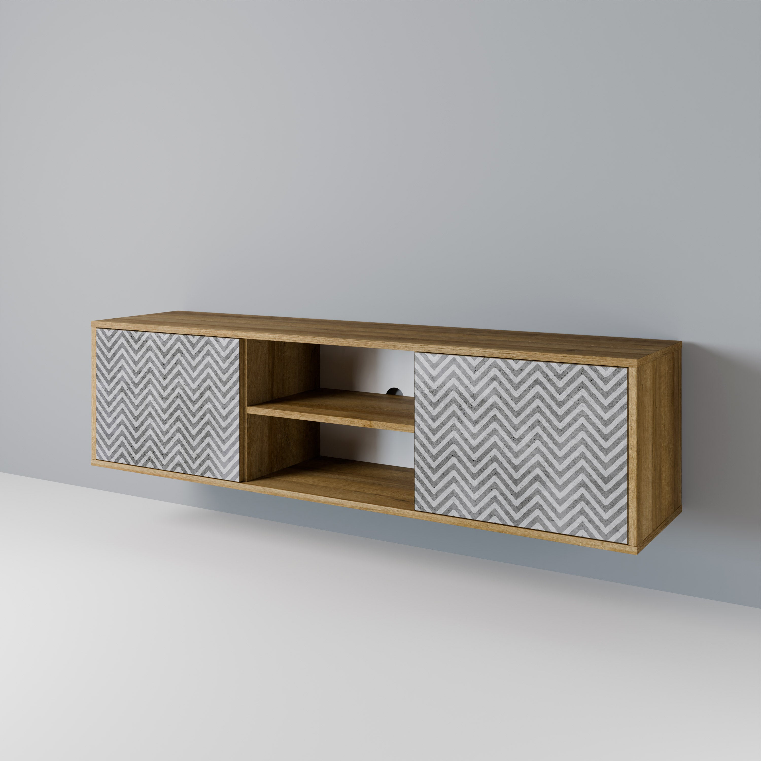 CONCRETE ZIG ZAG 2-Door TV Cabinet