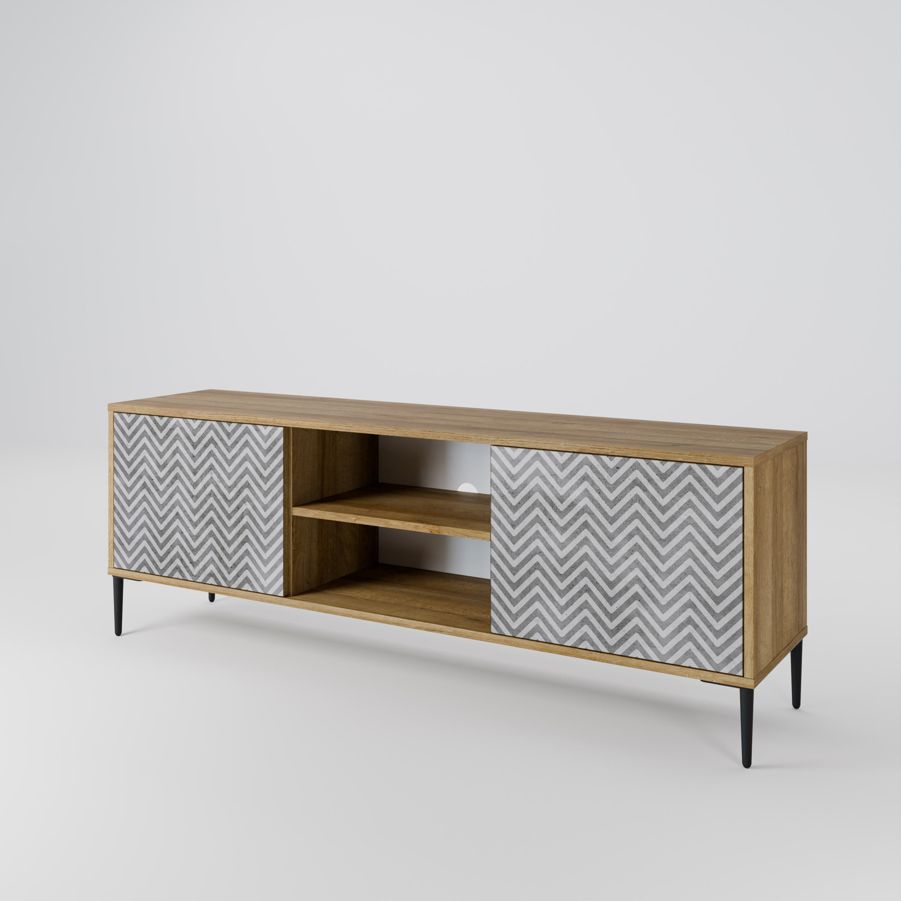 CONCRETE ZIG ZAG 2-Door TV Cabinet