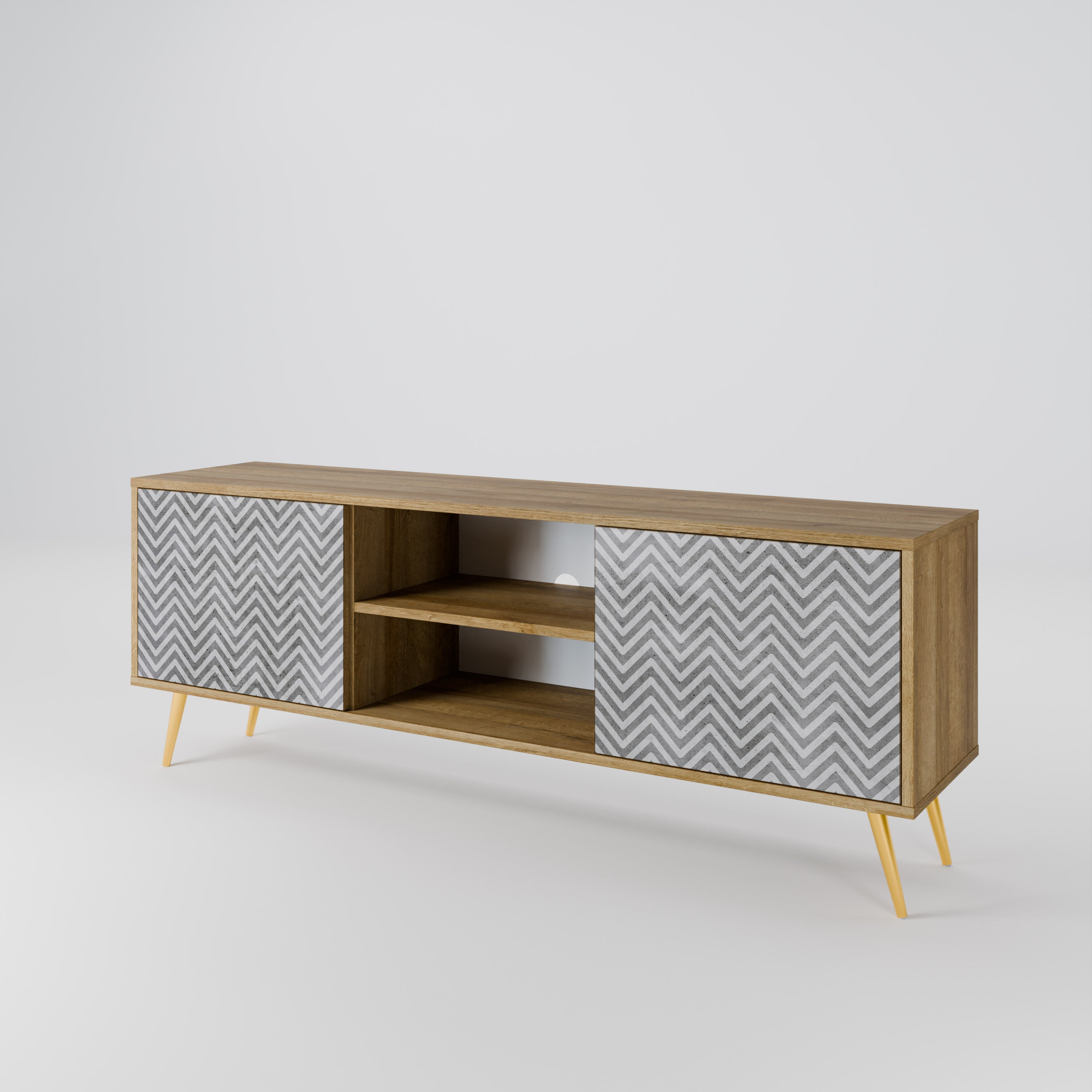 CONCRETE ZIG ZAG 2-Door TV Cabinet
