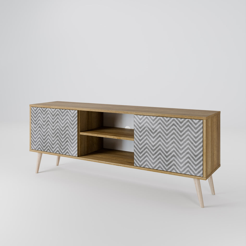 CONCRETE ZIG ZAG 2-Door TV Cabinet