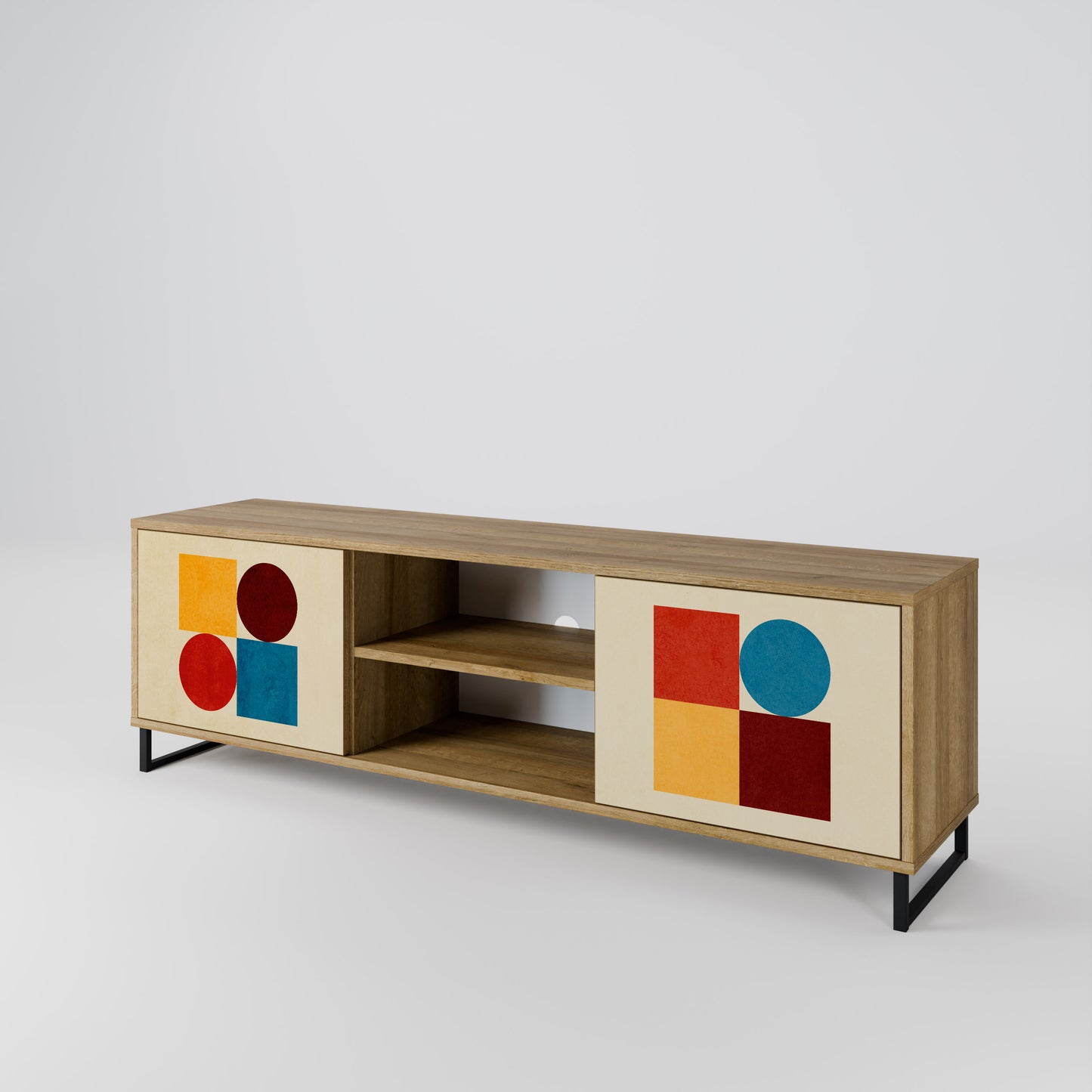 GEOMETRIC PUZZLE Dvoudveřový TV stolek