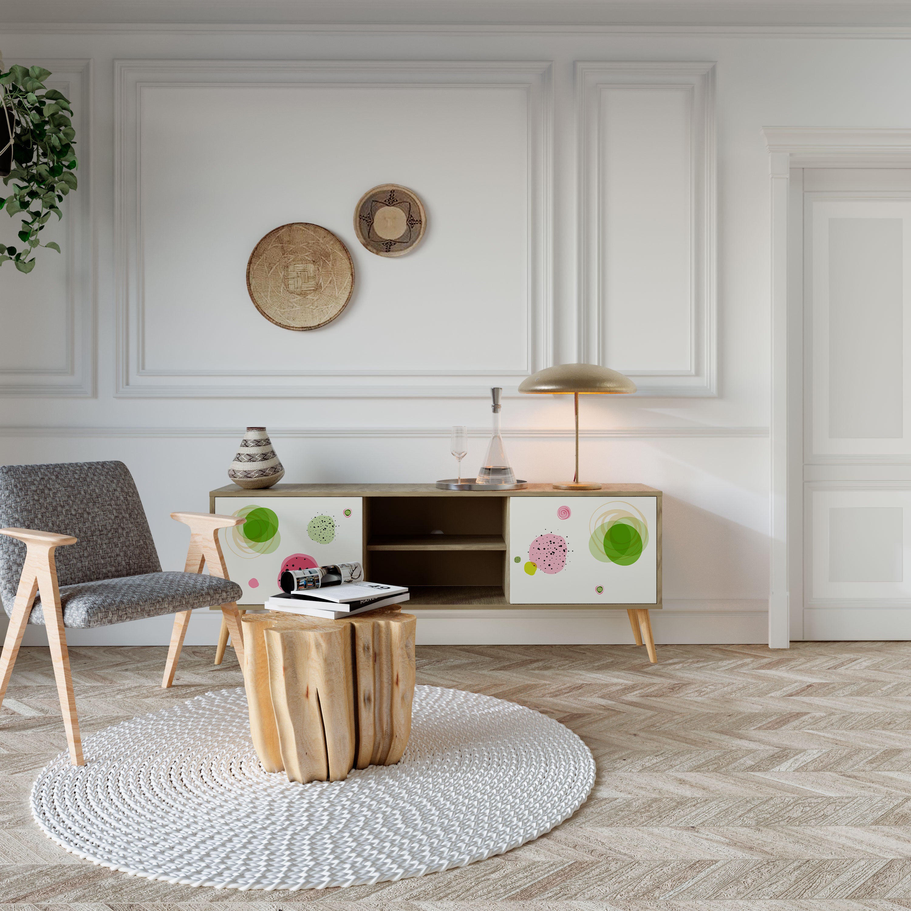 COLORFUL COSMOS 2-Door TV Cabinet