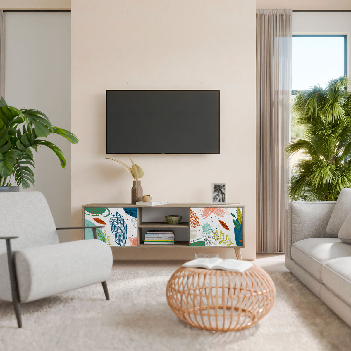 BOTANICAL HURRICANE Dvoudveřový TV stolek