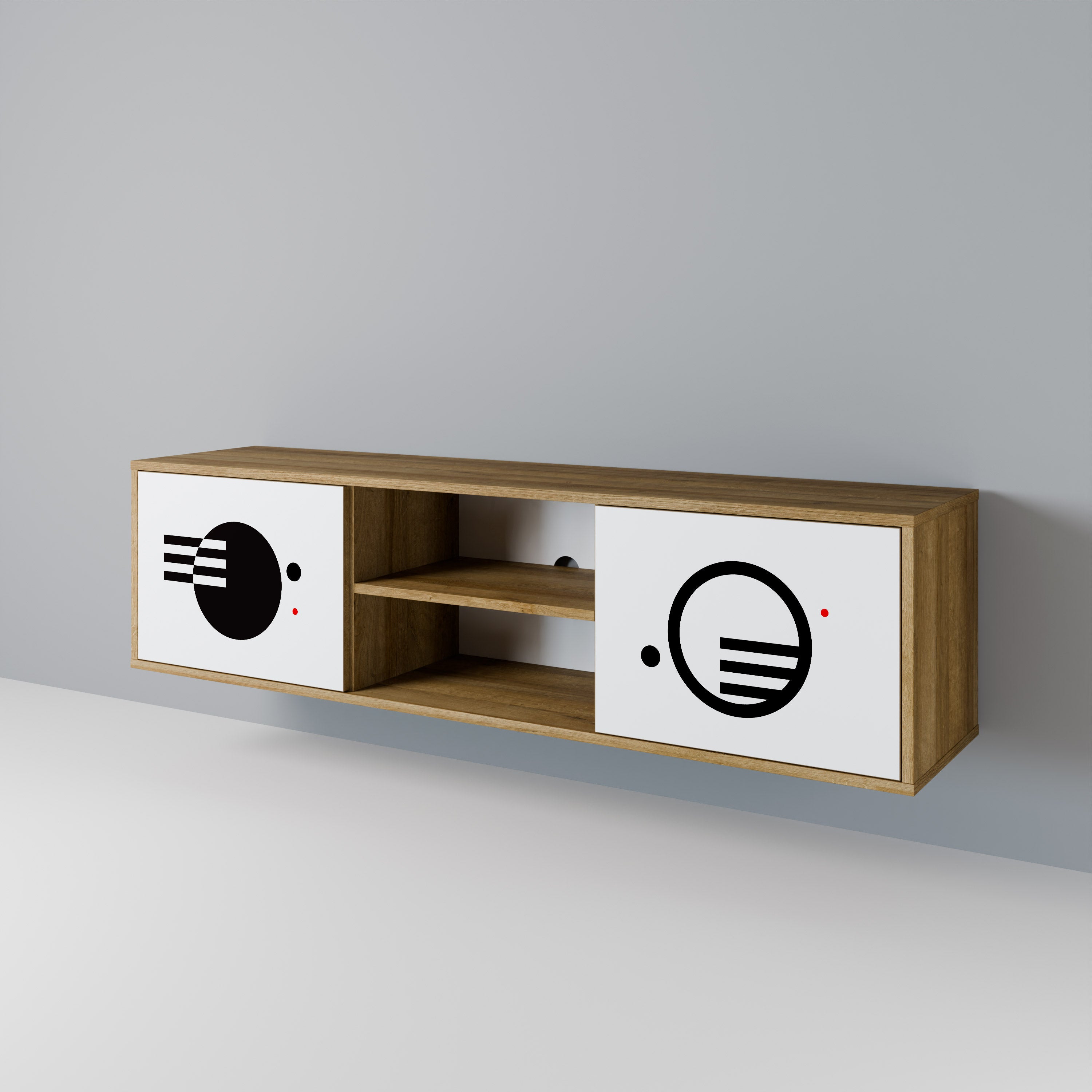 BLACK AND WHITE COMBINATION 2-Door TV Cabinet