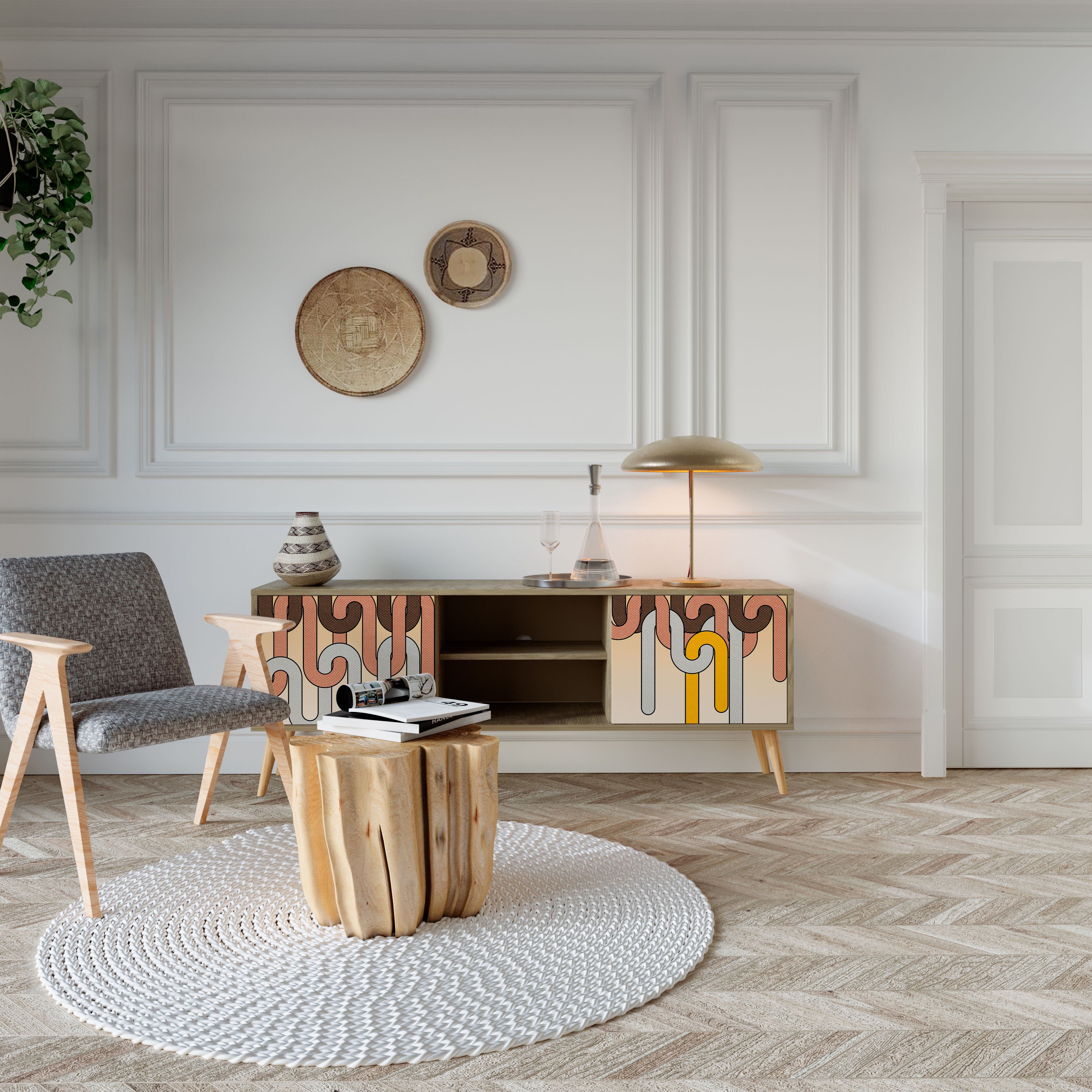 COLORFUL STRINGS 2-Door TV Cabinet