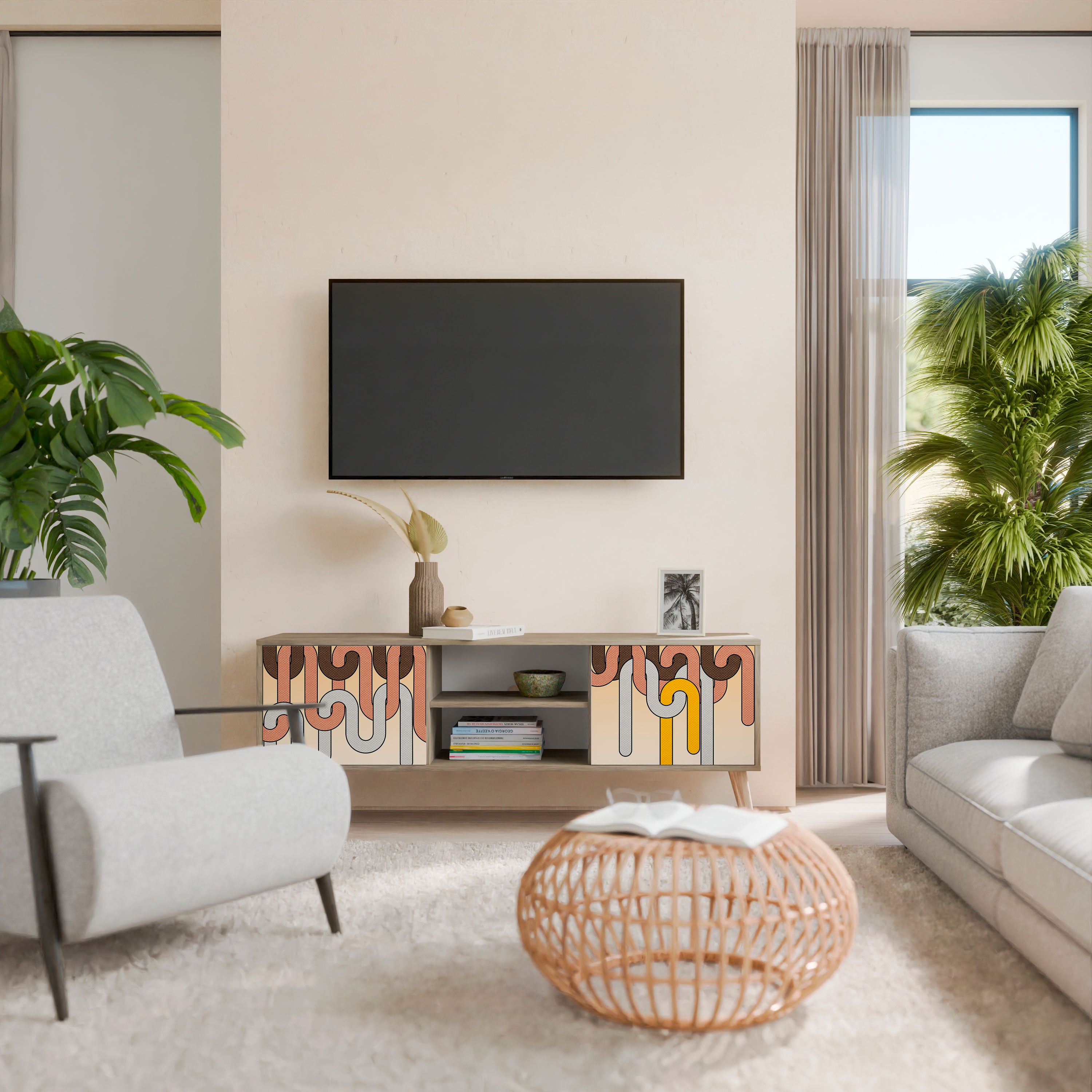 COLORFUL STRINGS 2-Door TV Cabinet