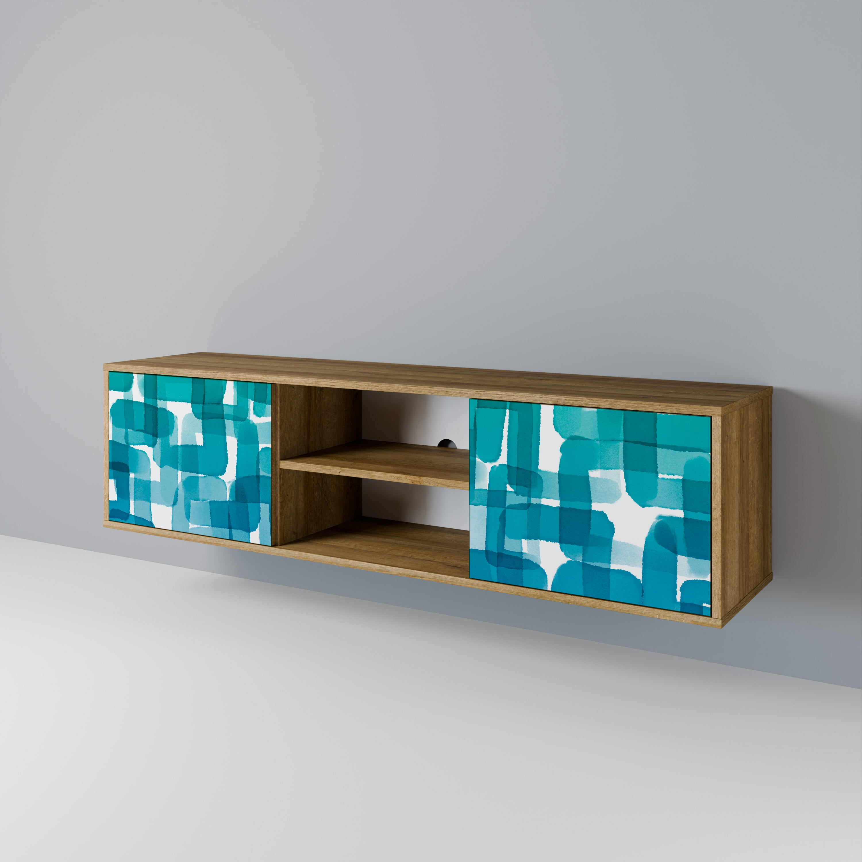 TURQUOISE RECTANGLES 2-Door TV Cabinet