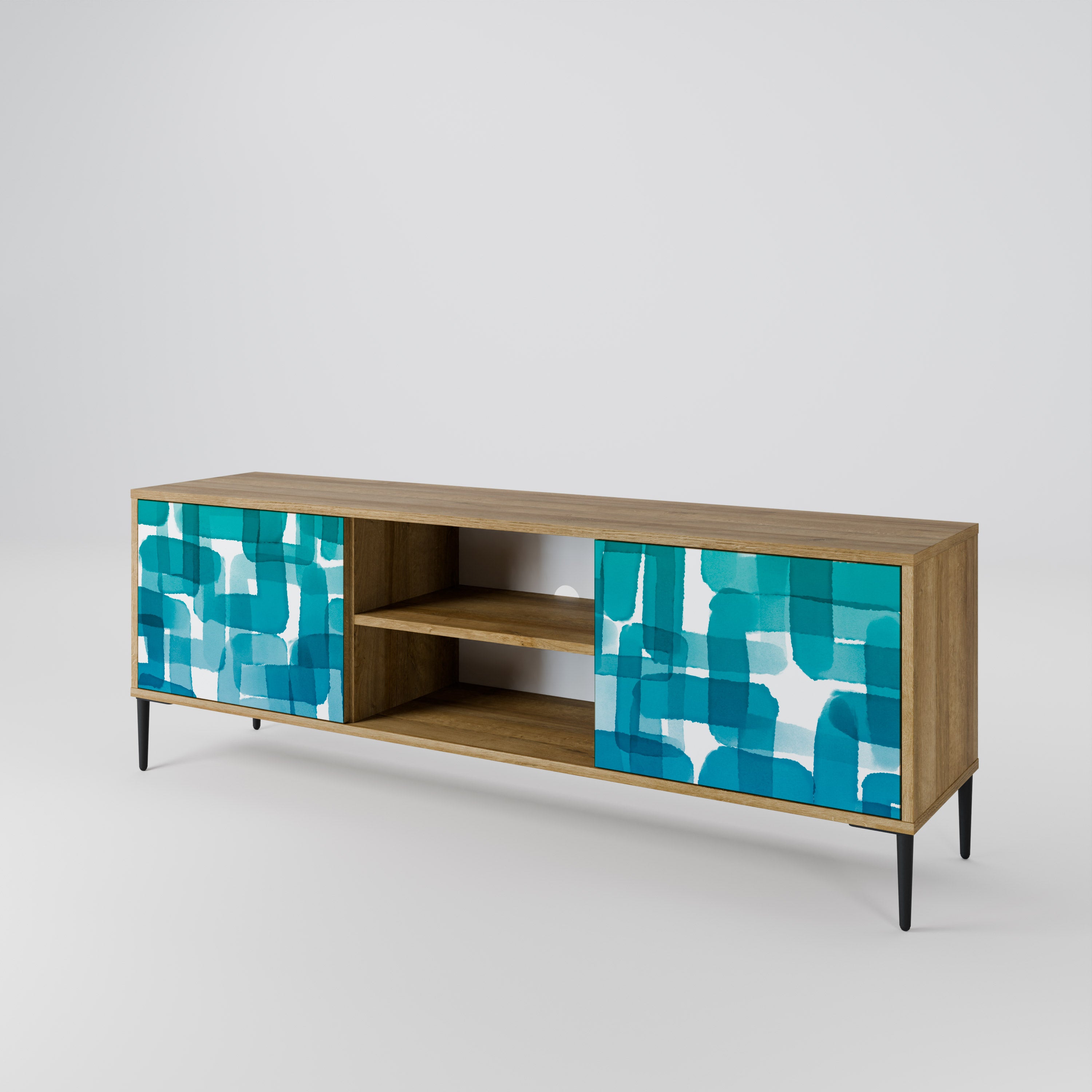 TURQUOISE RECTANGLES 2-Door TV Cabinet