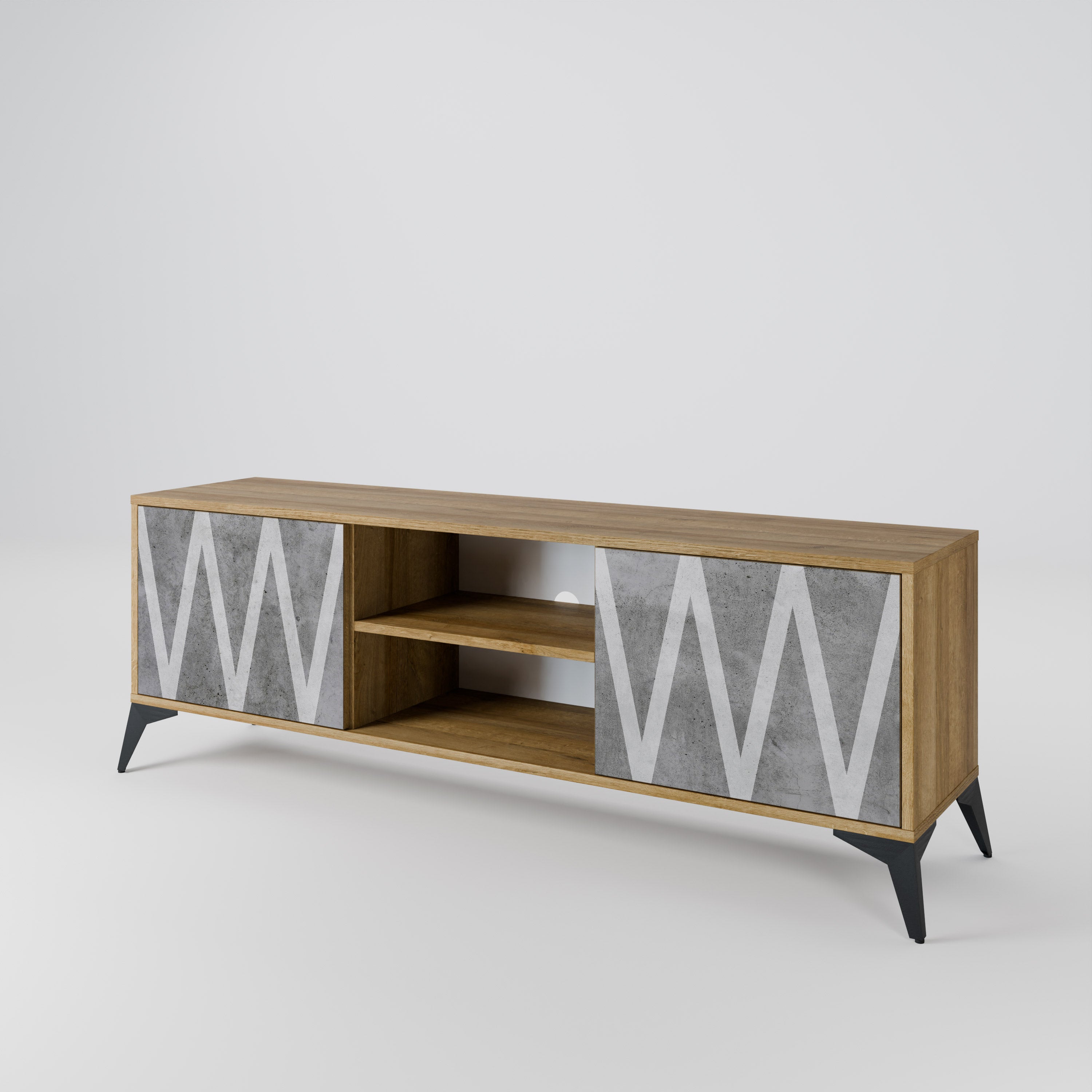 SOLID ZIG ZAG 2-Door TV Cabinet