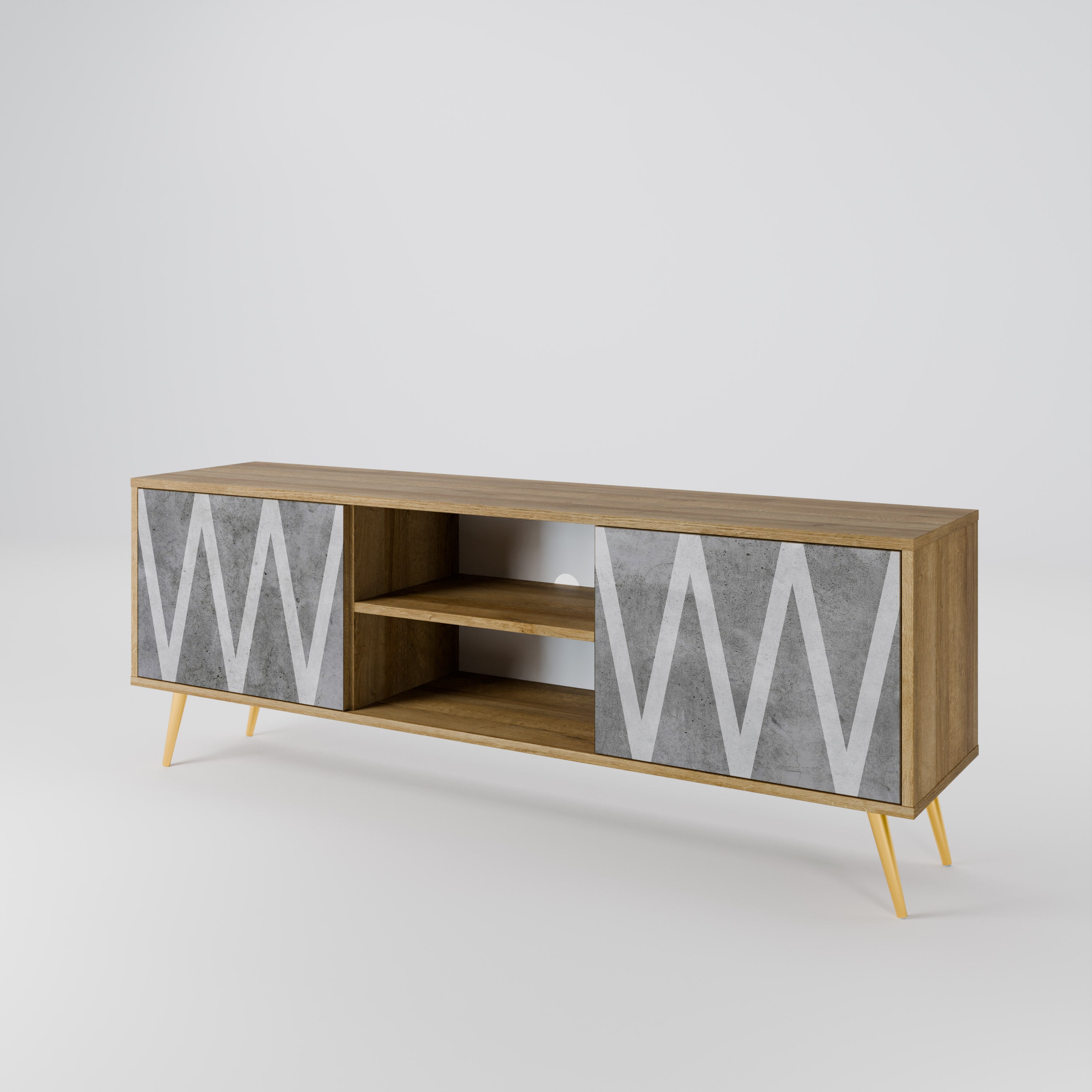 SOLID ZIG ZAG 2-Door TV Cabinet