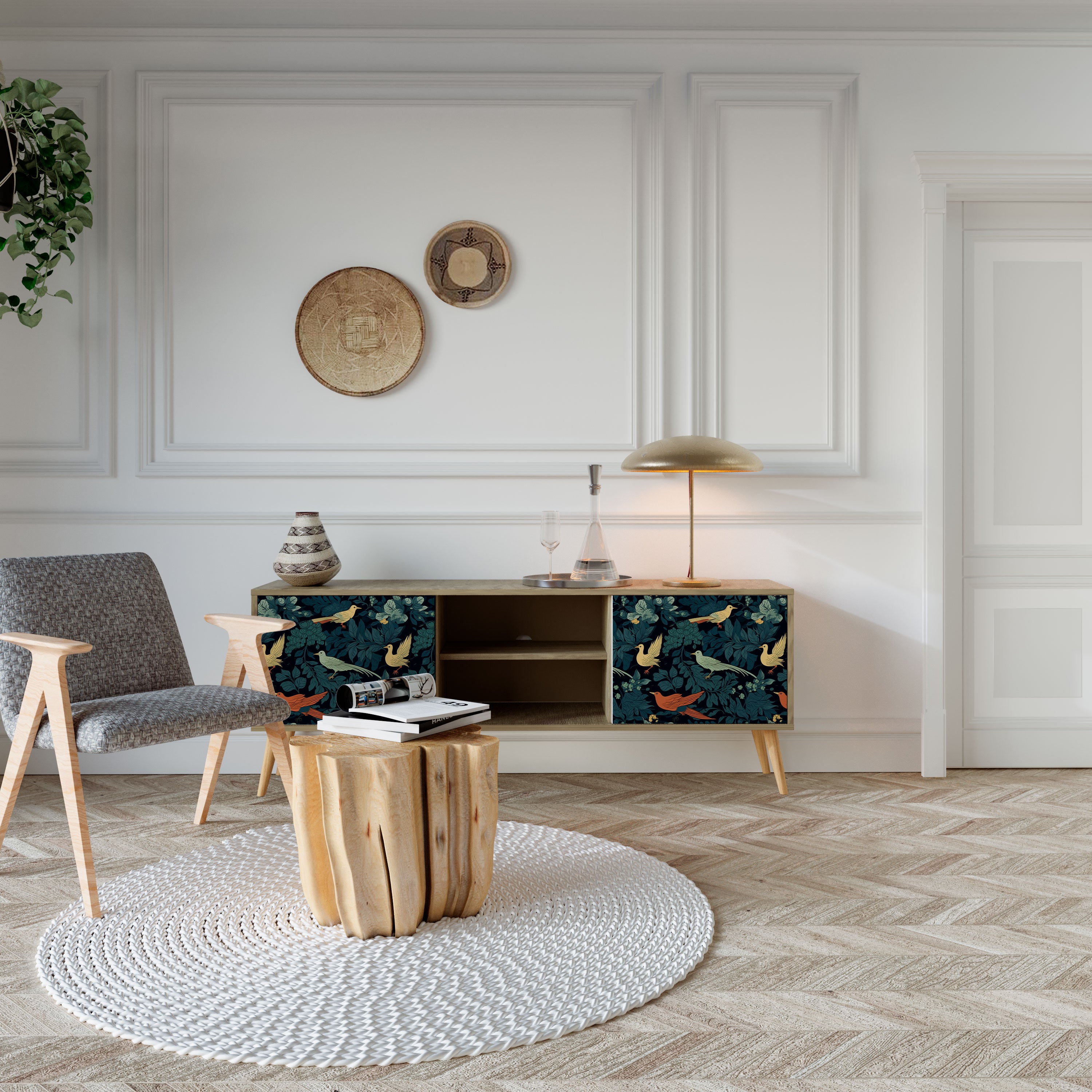 FOWL ORNAMENT 2-Door TV Cabinet