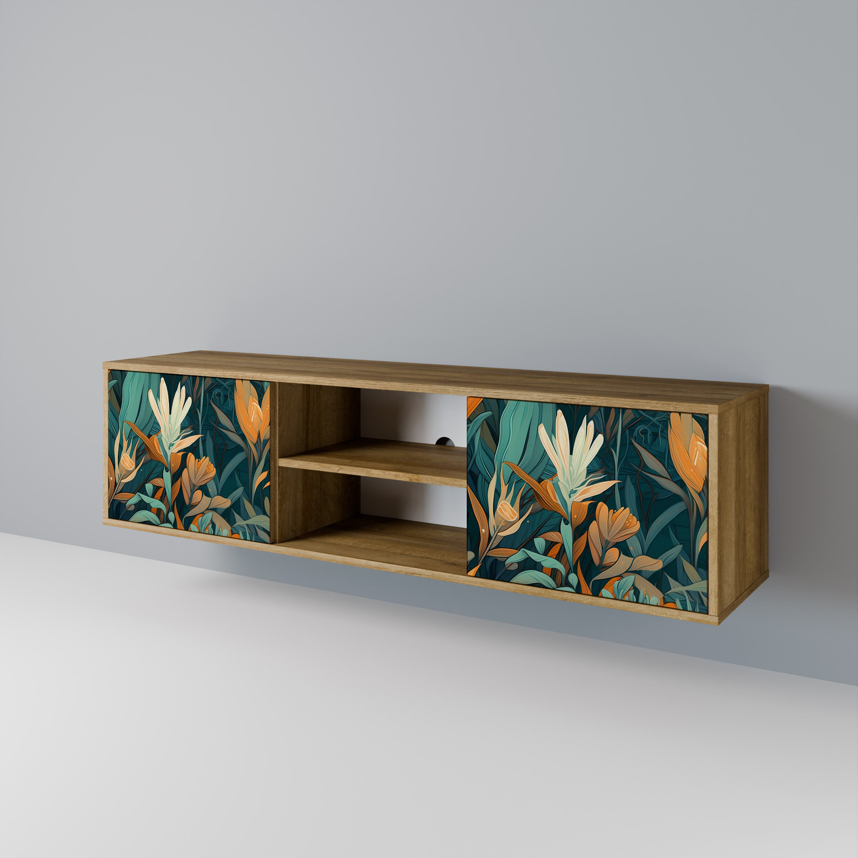 FLORAL SERENITY 2-Door TV Cabinet