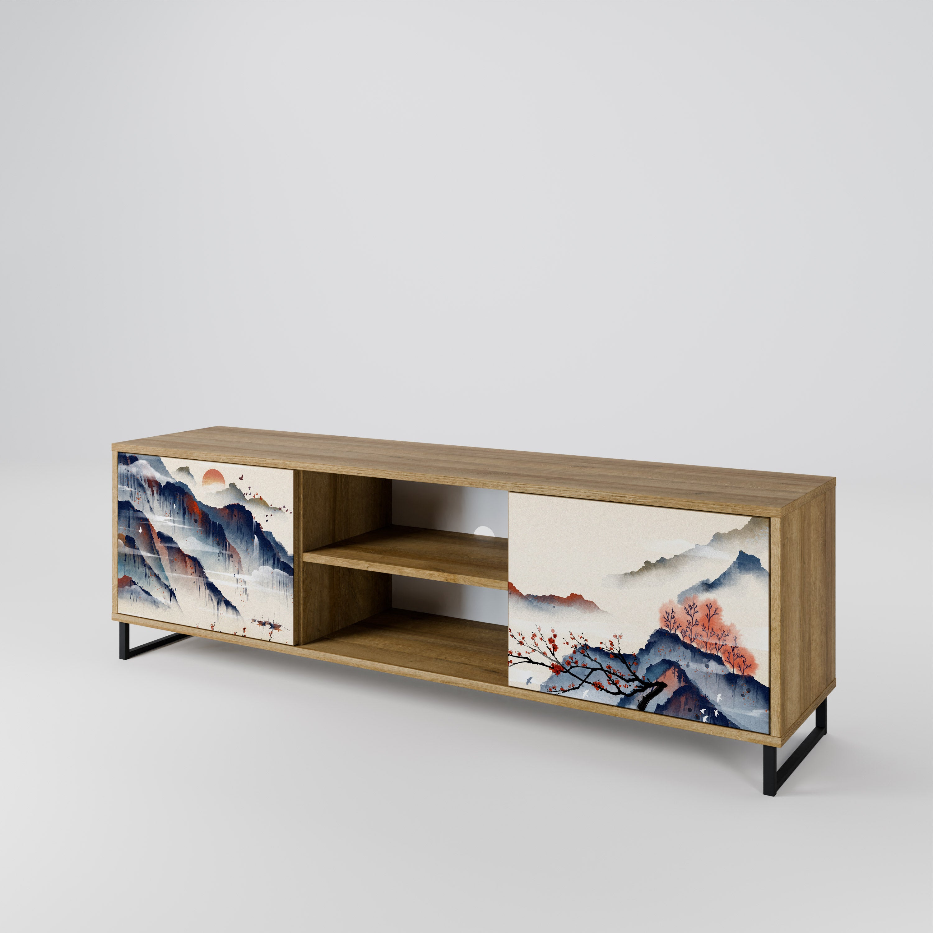 JAPANESE LANDSCAPE 2-Door TV Cabinet