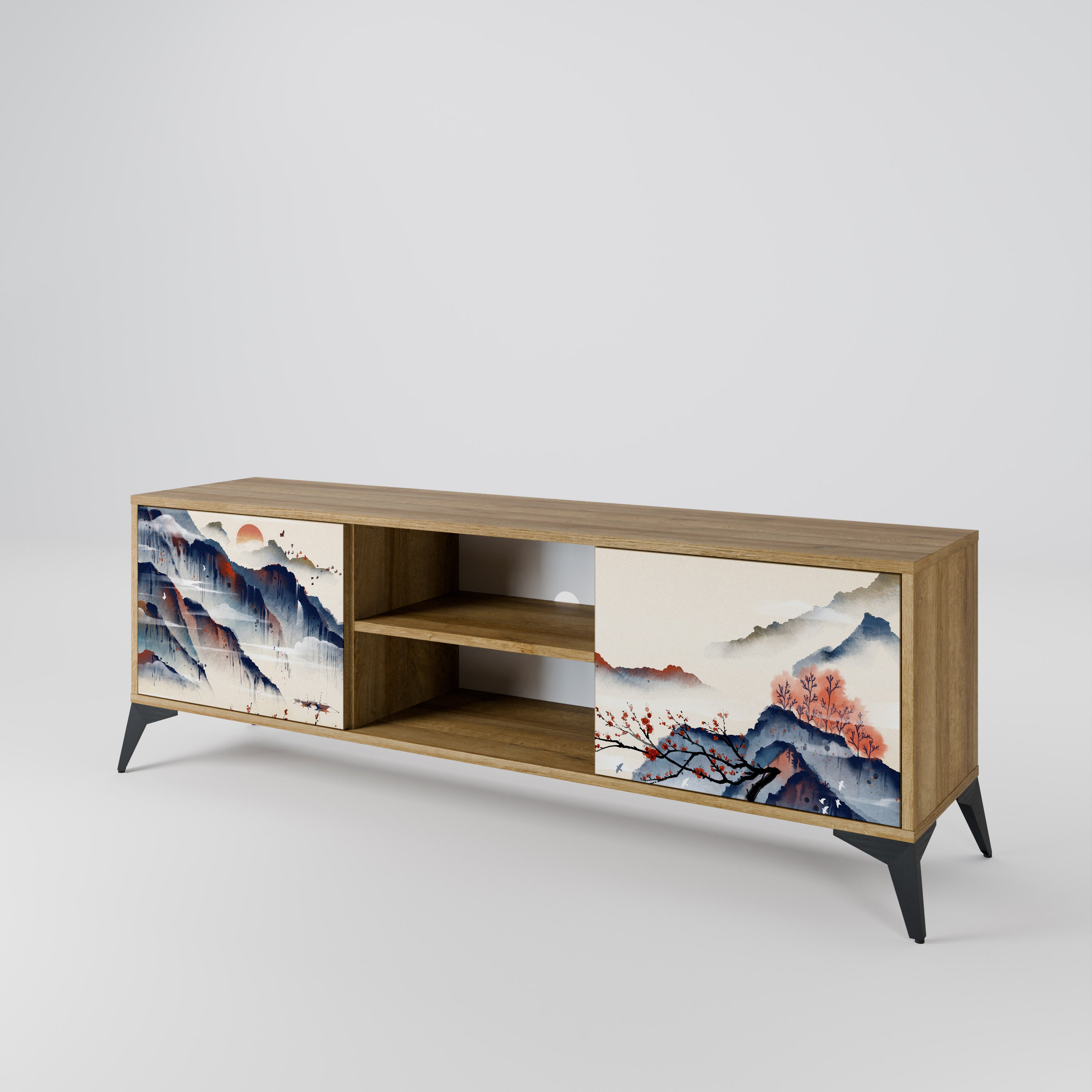 JAPANESE LANDSCAPE 2-Door TV Cabinet