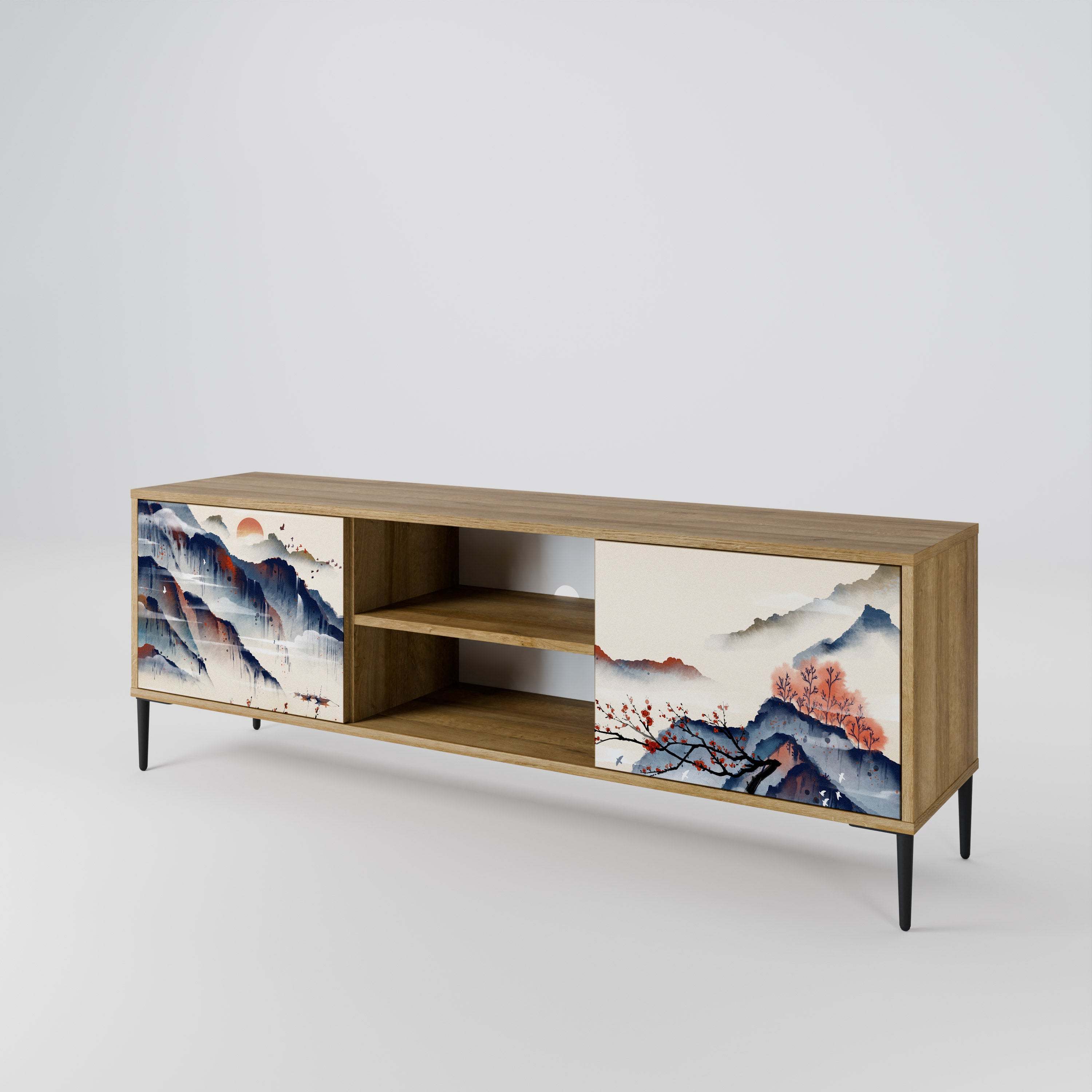 JAPANESE LANDSCAPE 2-Door TV Cabinet