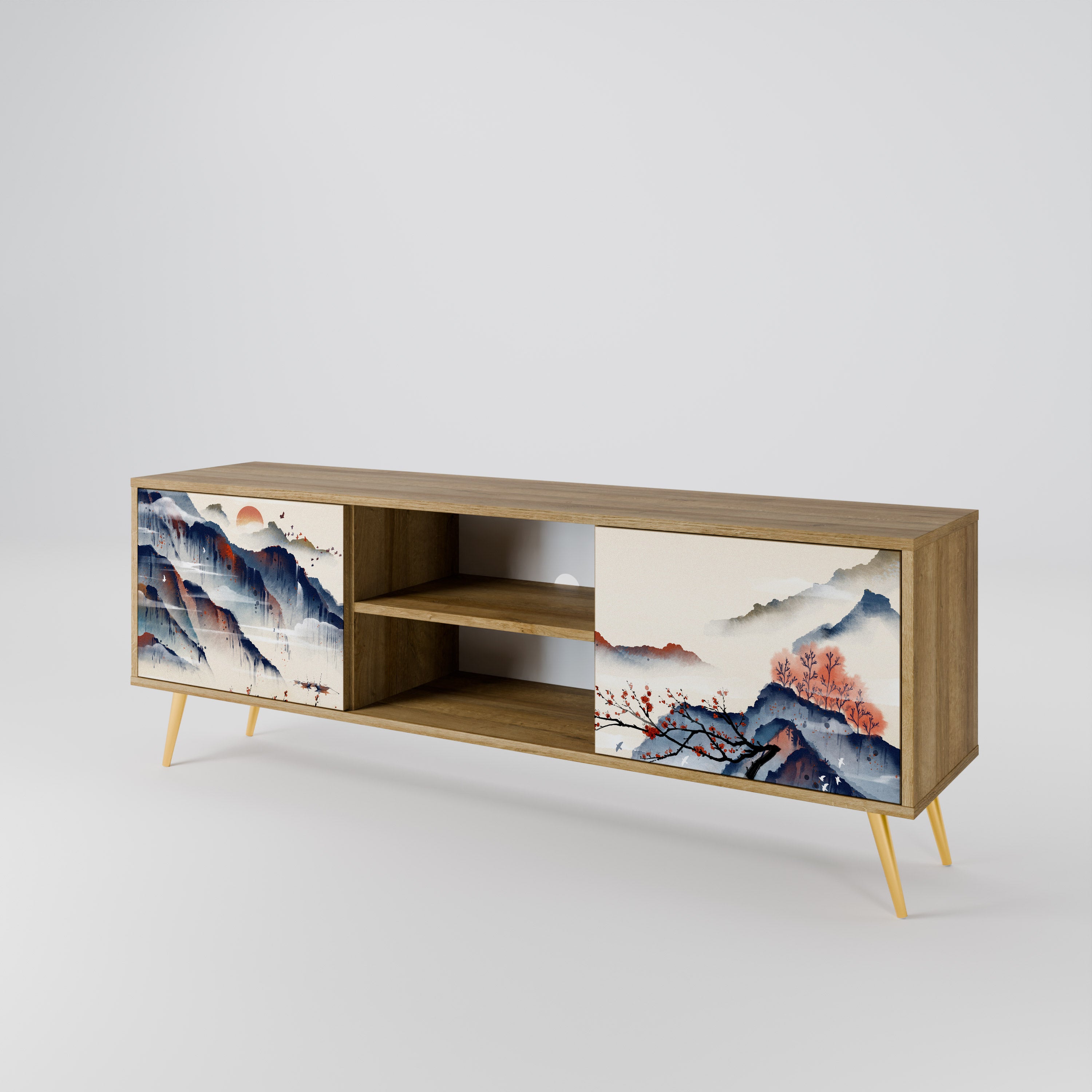 JAPANESE LANDSCAPE 2-Door TV Cabinet