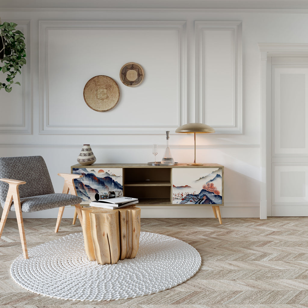 JAPANESE LANDSCAPE 2-Door TV Cabinet