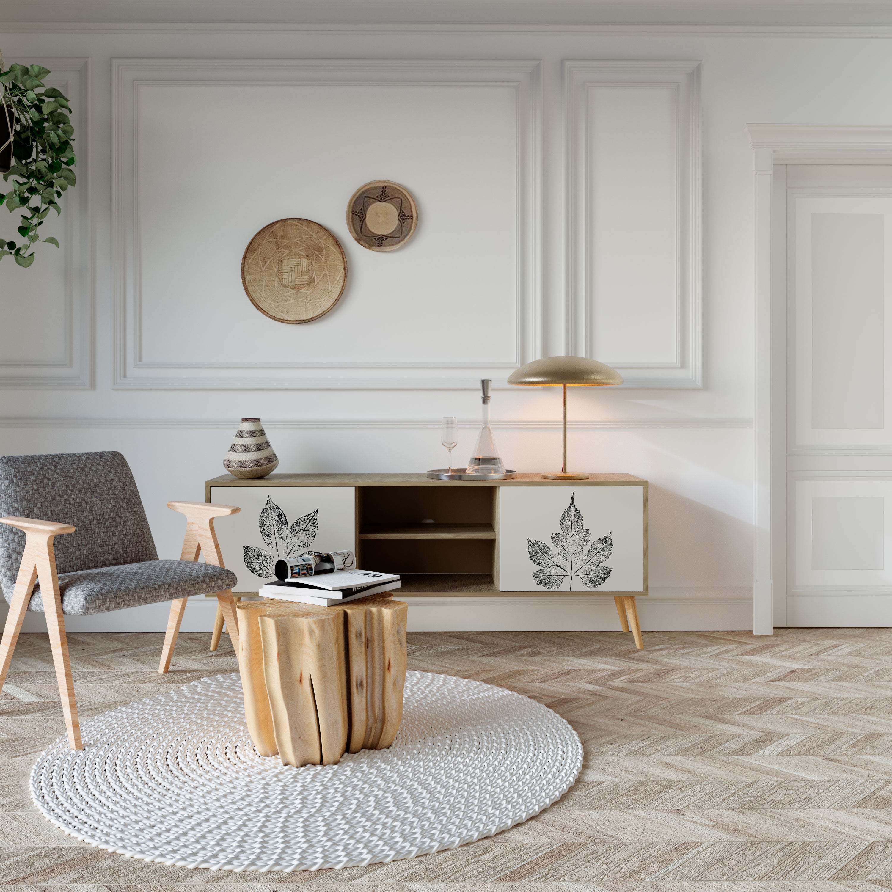 LEAFY STAMPS 2-Door TV Cabinet