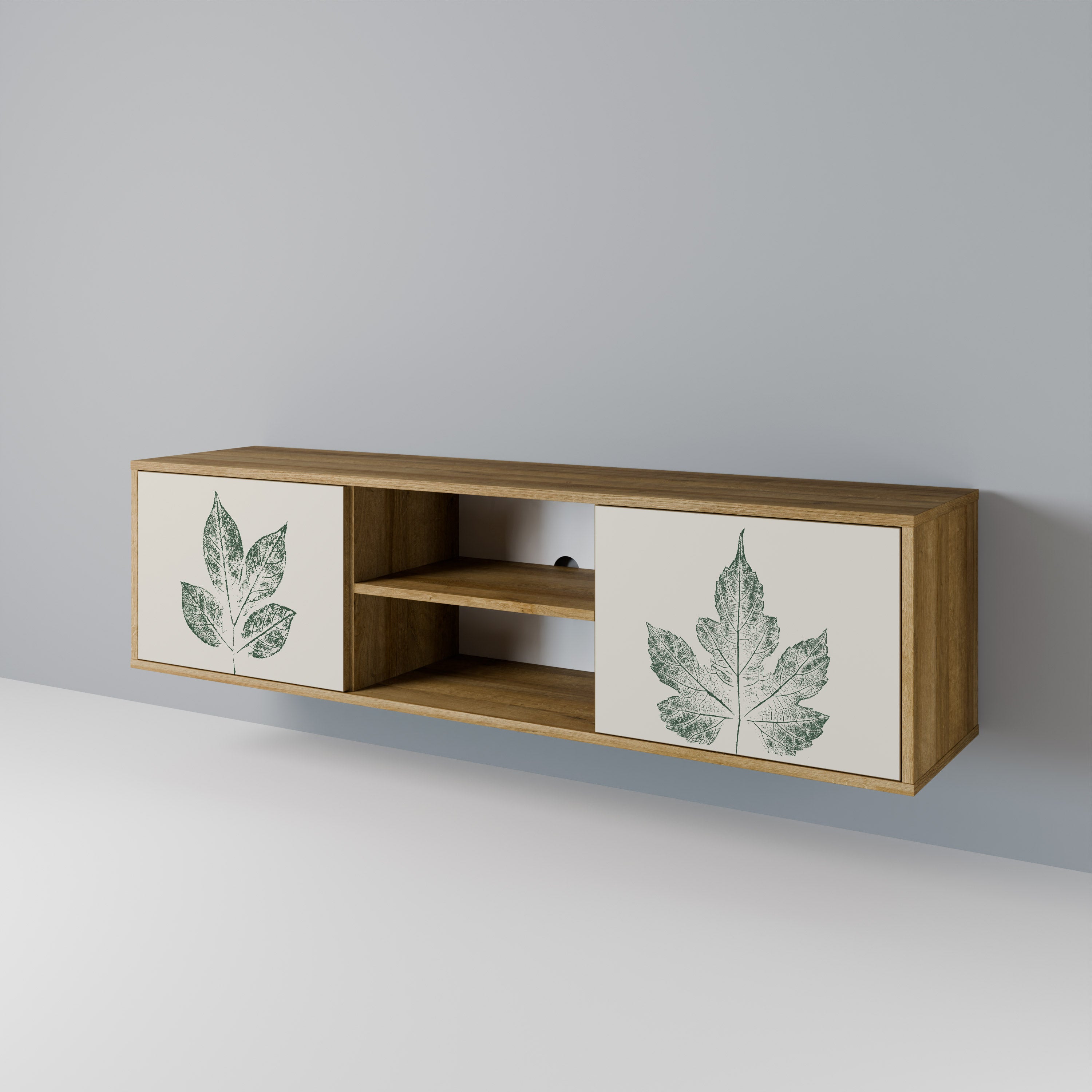 GREEN LEAFY STAMPS 2-Door TV Cabinet
