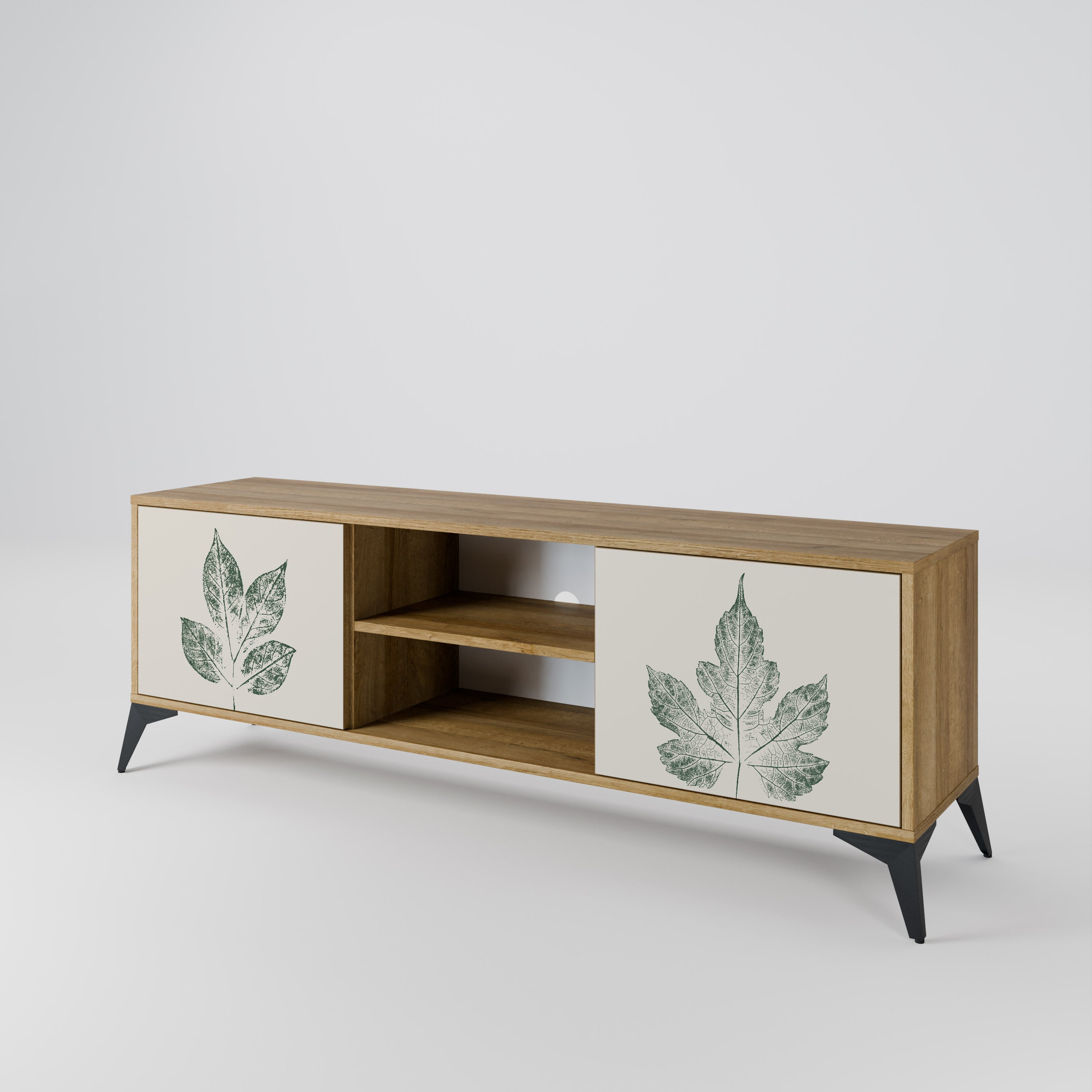 GREEN LEAFY STAMPS 2-Door TV Cabinet
