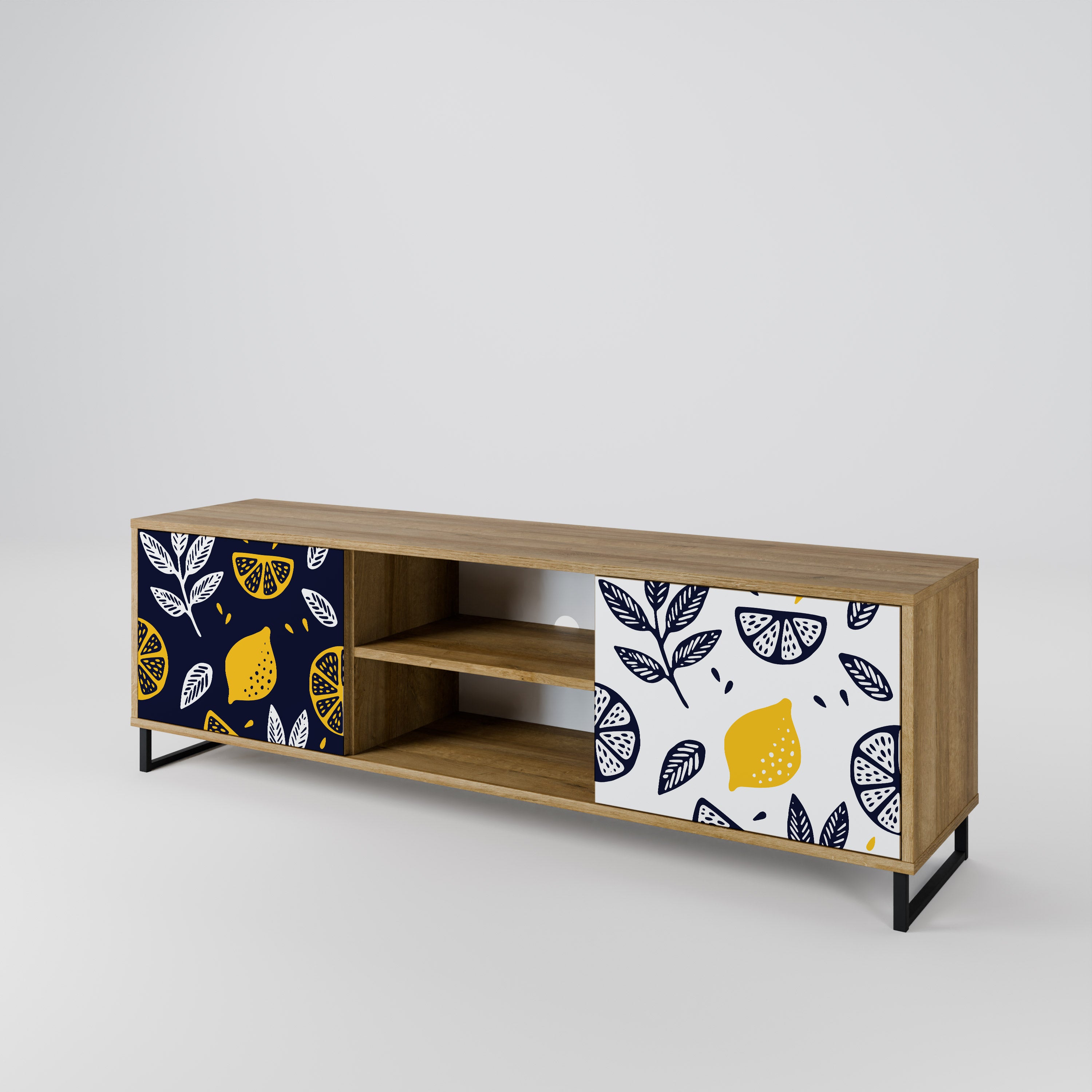 CITRUS BLACK AND WHITE 2-Door TV Cabinet