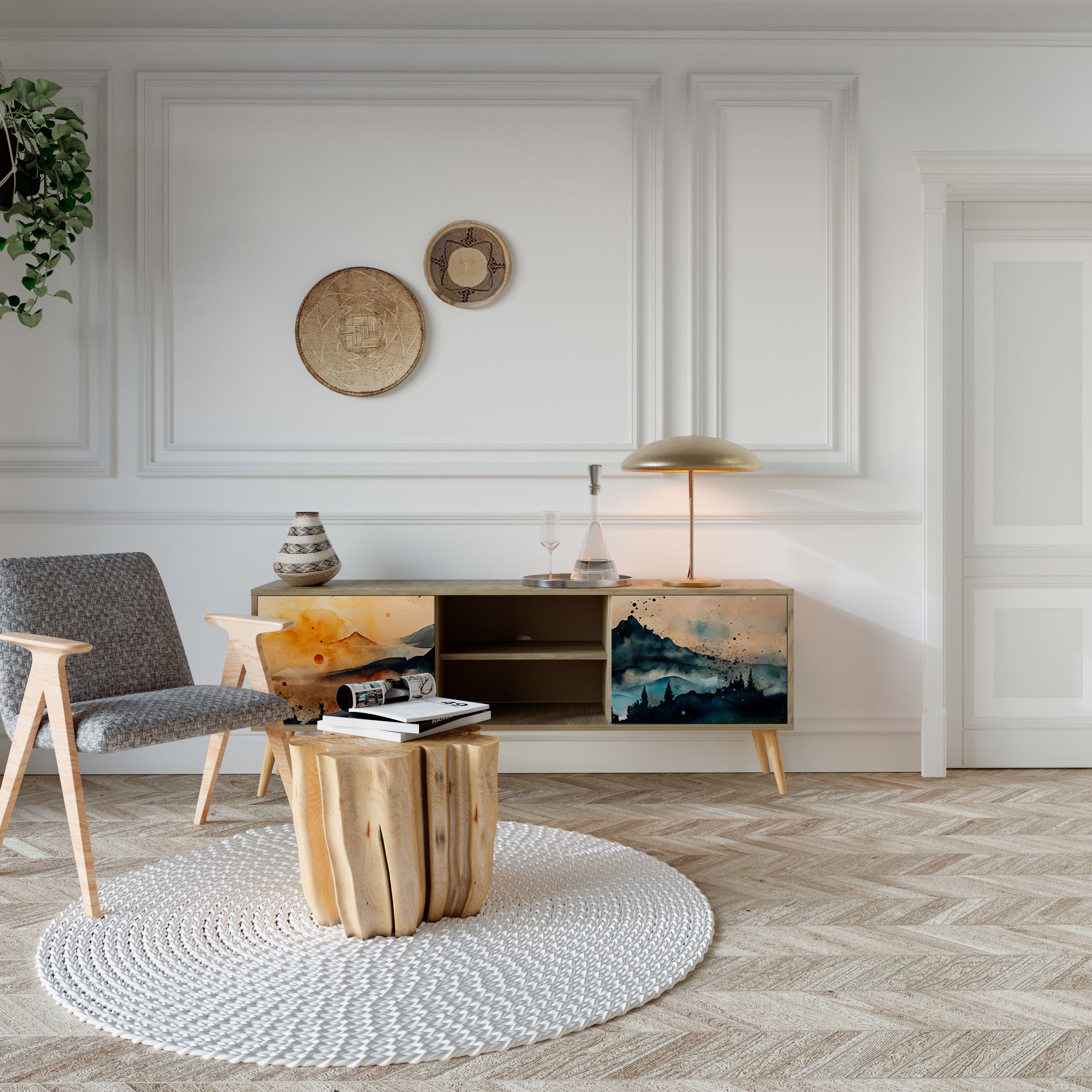 OMINOUS MOUNTAINS 2-Door TV Cabinet