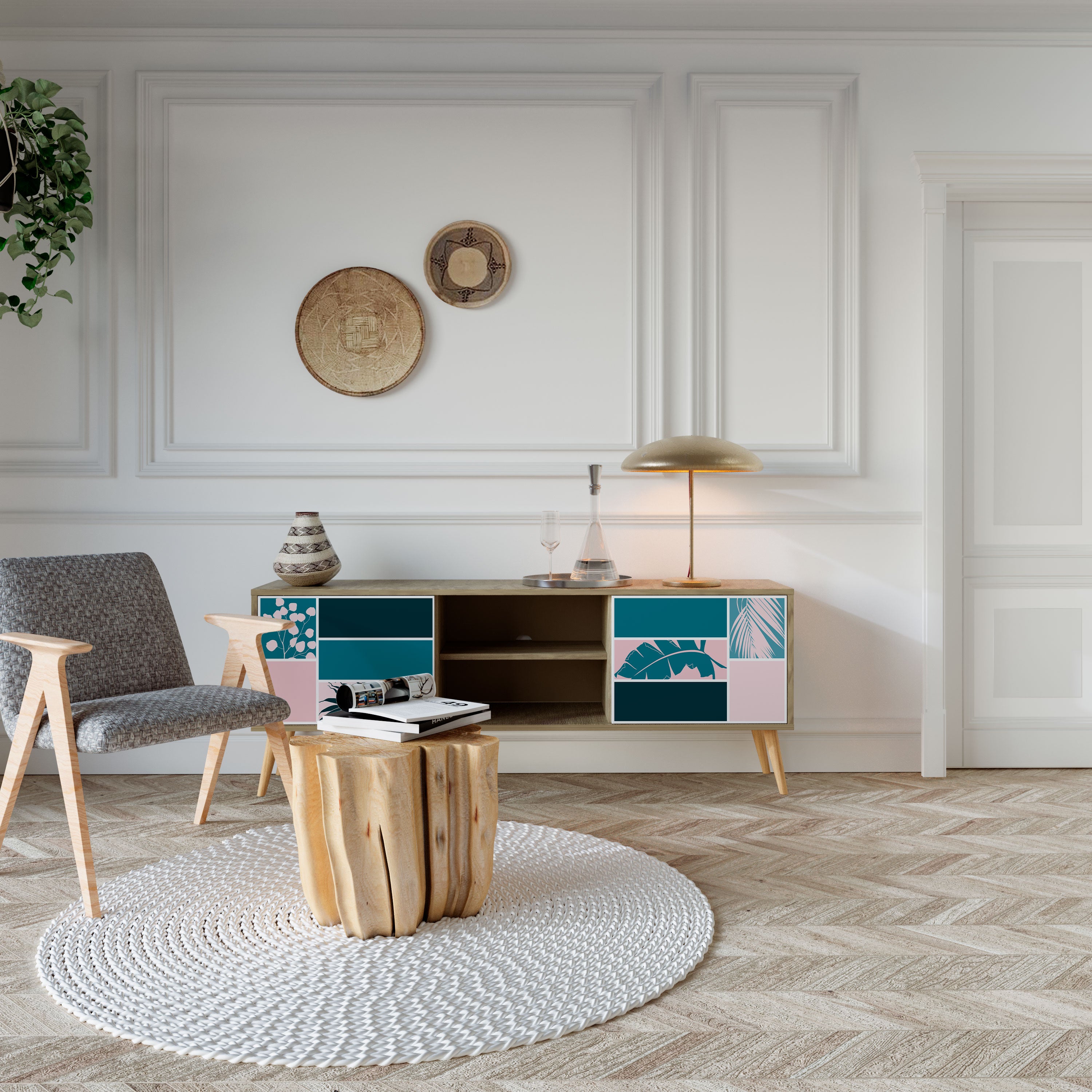 COMBINATION OF SHAPES 2-Door TV Cabinet