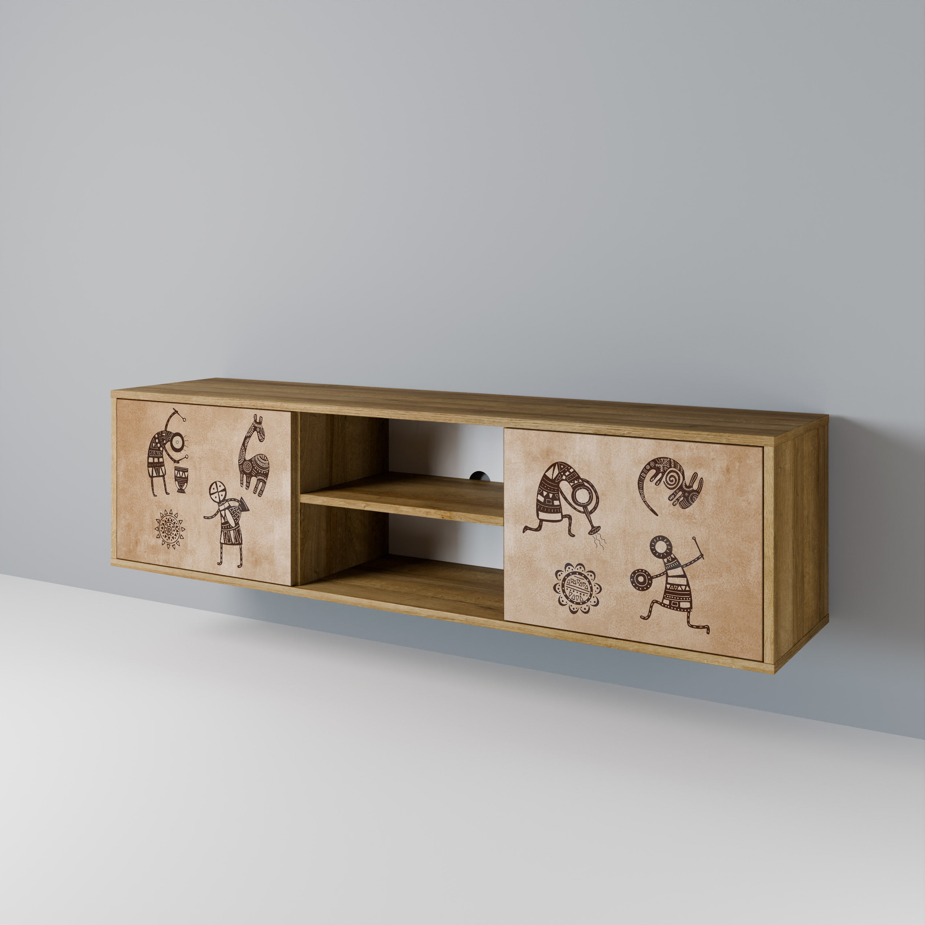 AFRICAN STYLE 2-Door TV Cabinet