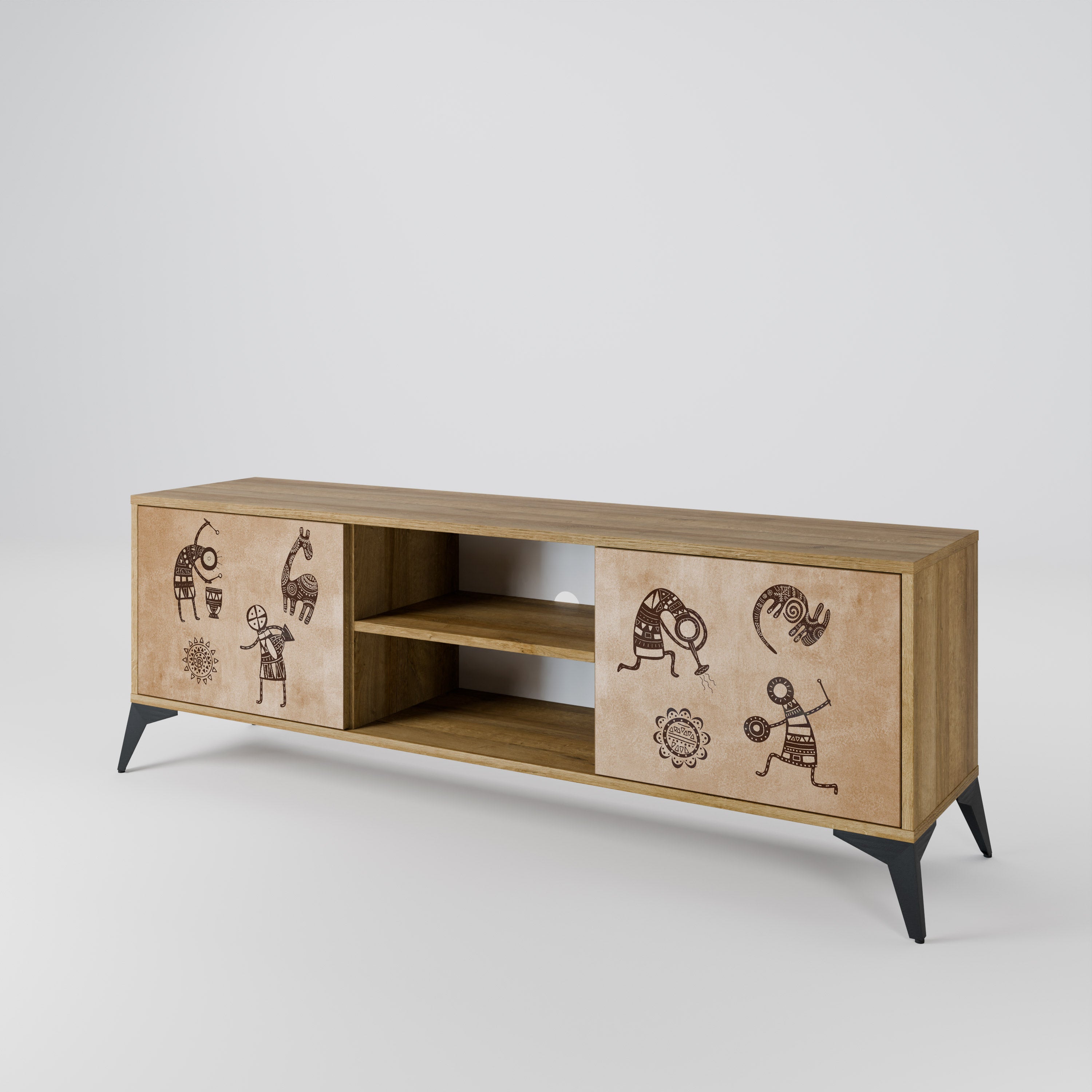 AFRICAN STYLE 2-Door TV Cabinet