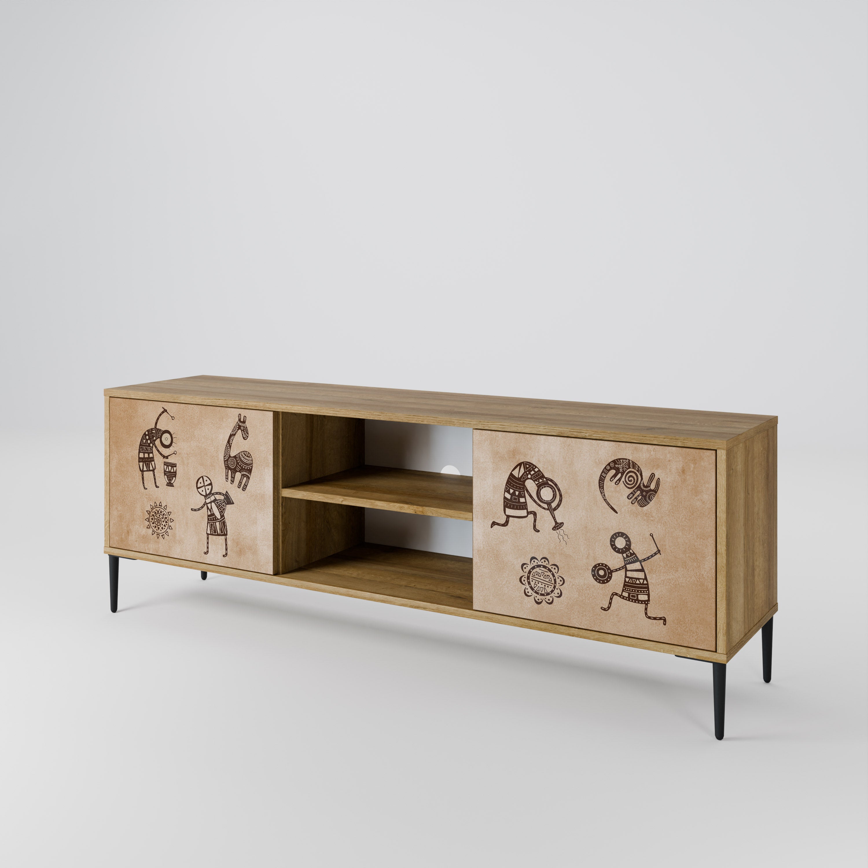 AFRICAN STYLE 2-Door TV Cabinet