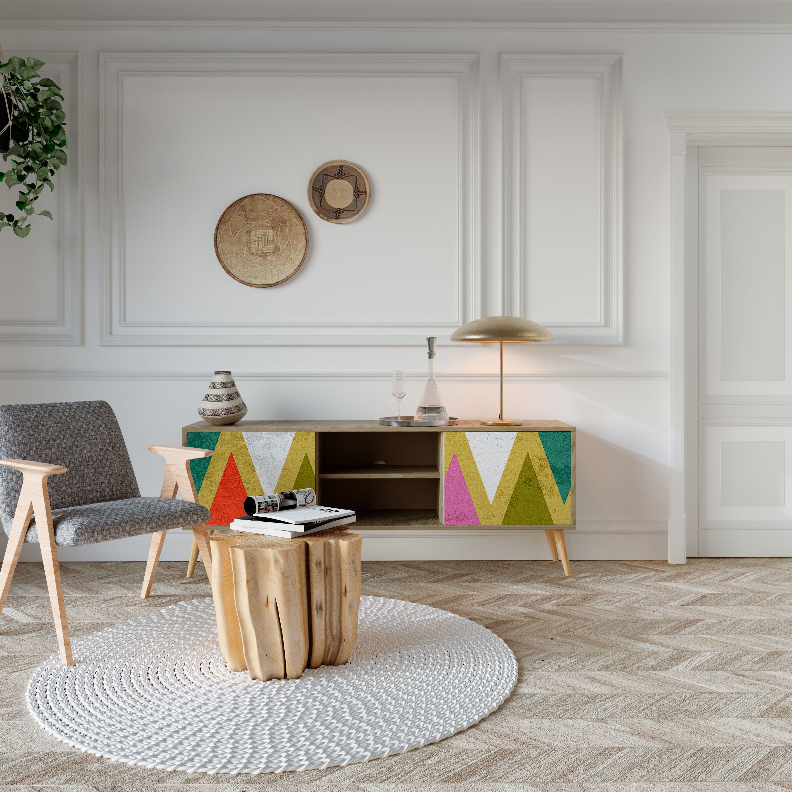 COLORFUL TRIANGLES 2-Door TV Cabinet