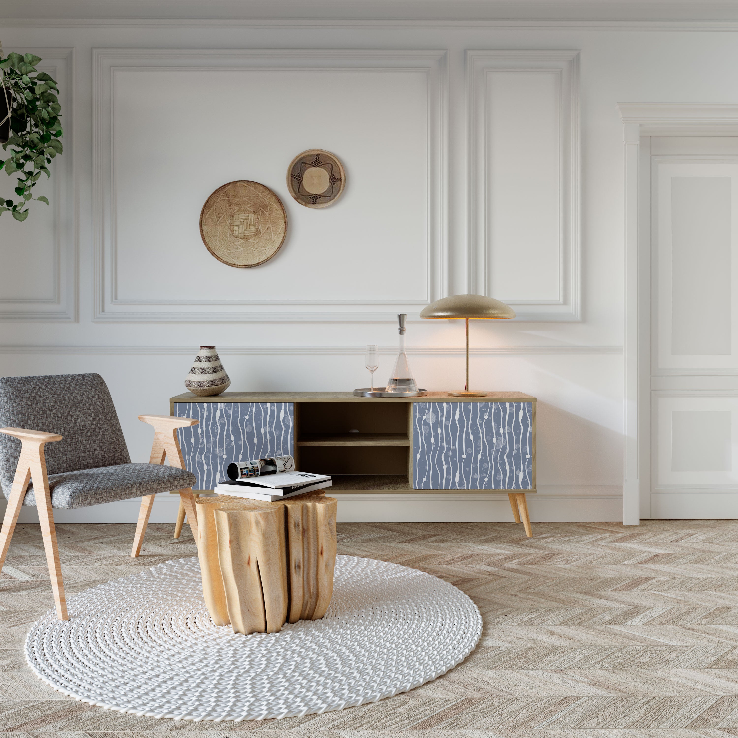 GRAPHITE RAIN Dvoudveřový TV stolek