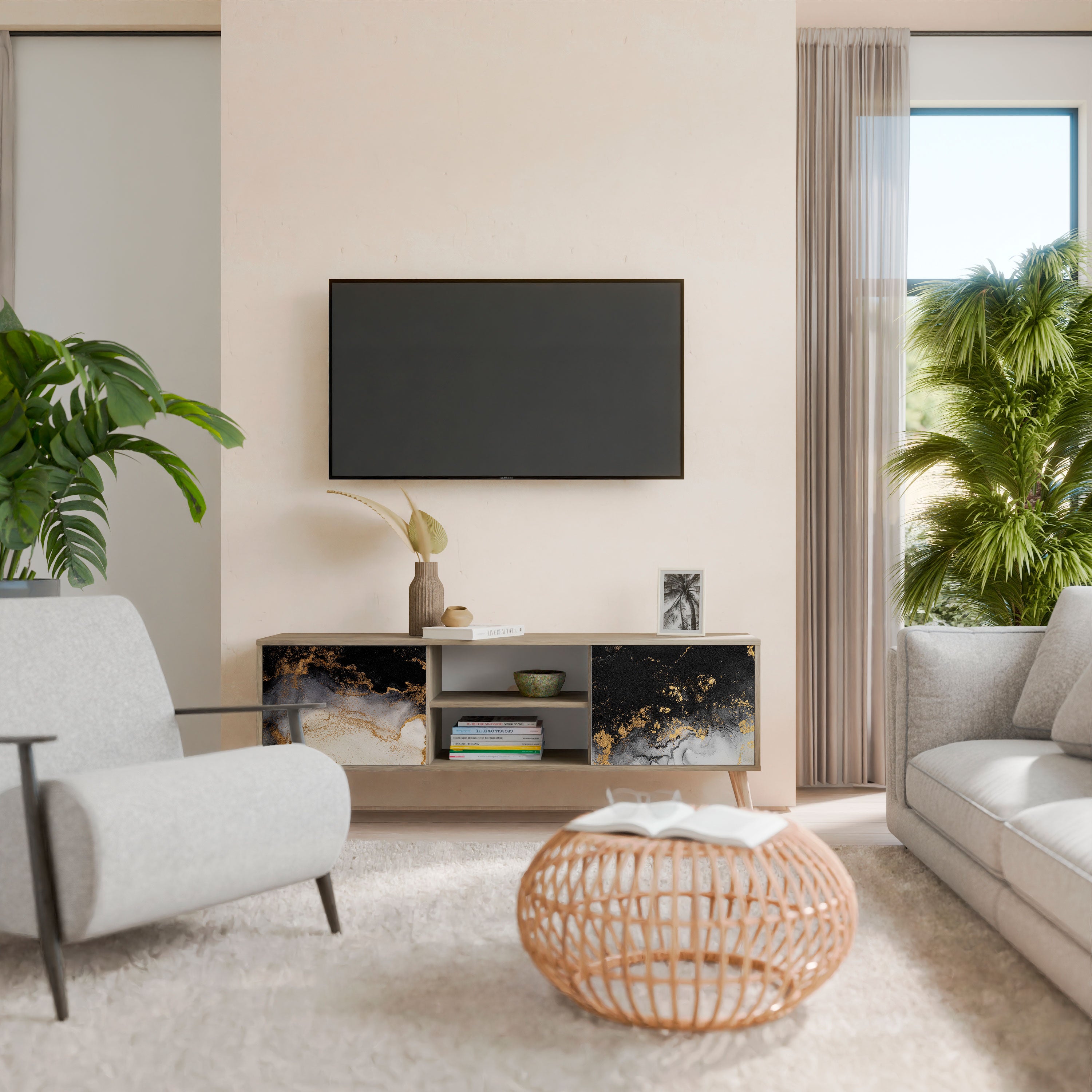 MARBLE OF TOMMORROW 2-Door TV Cabinet