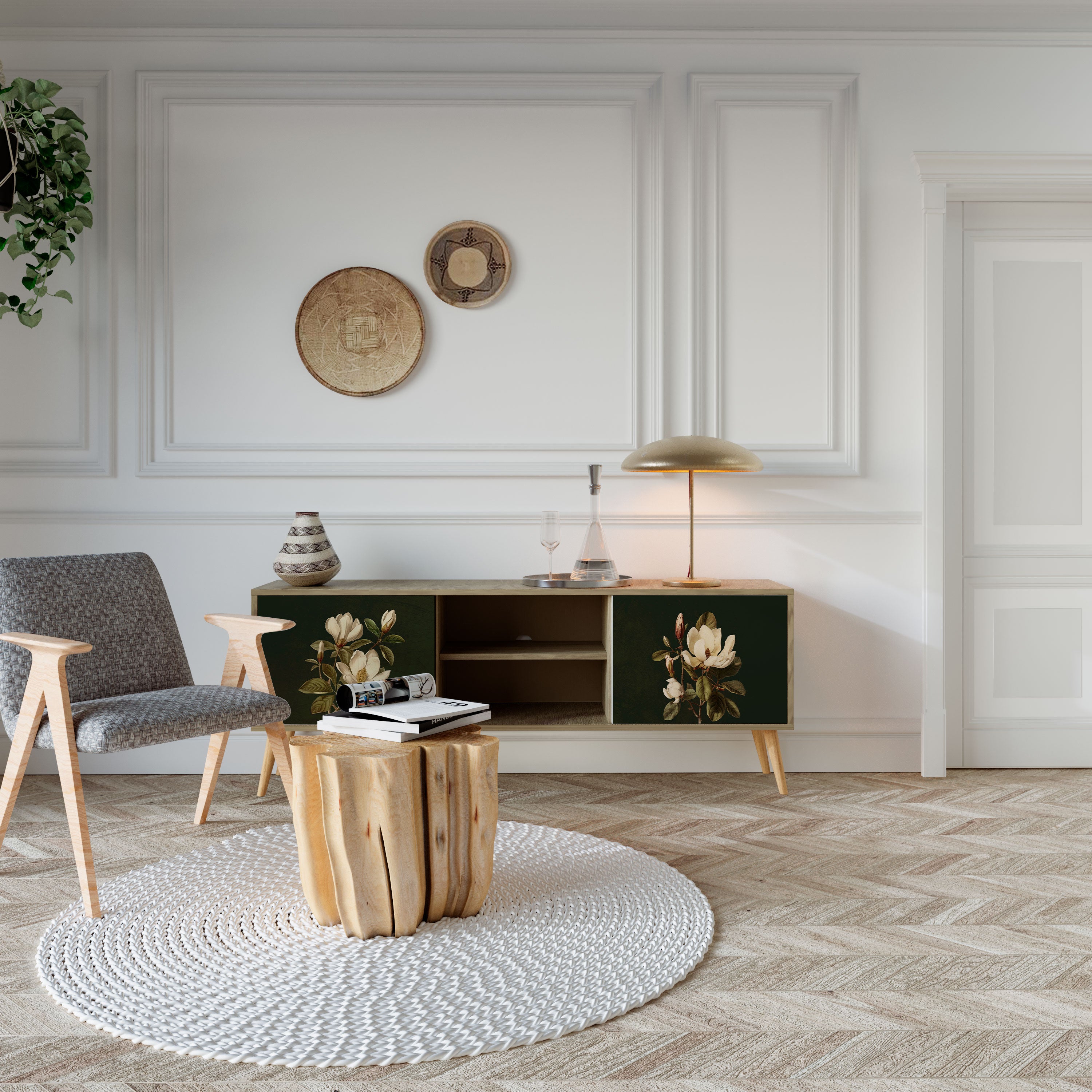 FLORAL NOIR 2-Door TV Cabinet