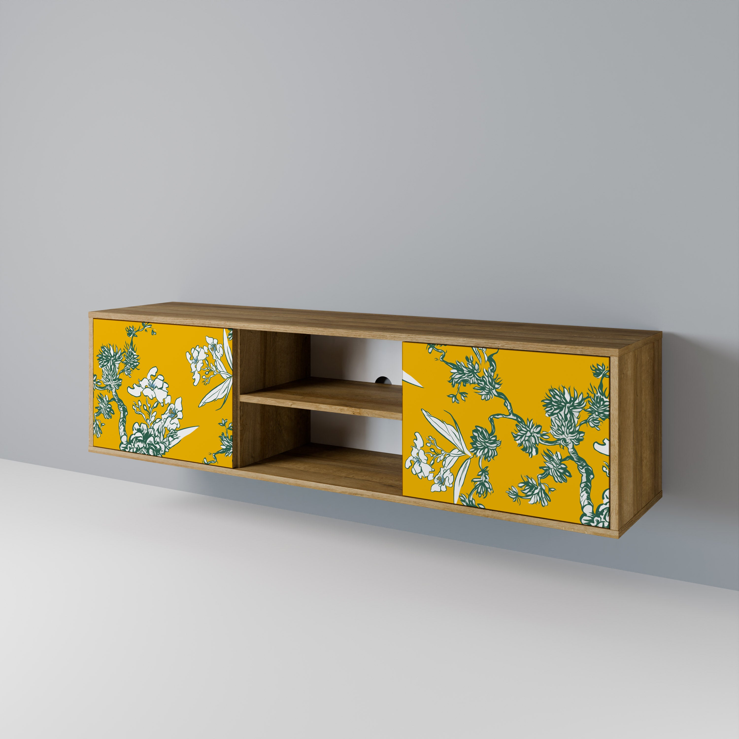 YELLOW CHINOISERIE 2-Door TV Cabinet