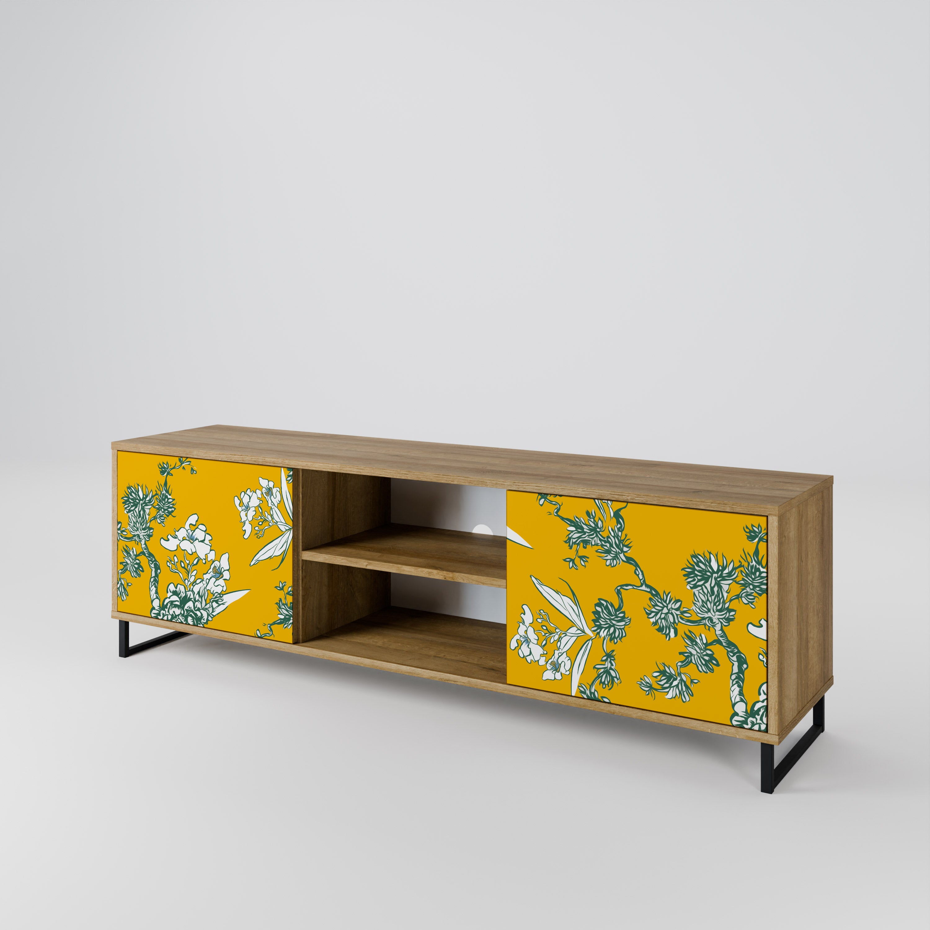 YELLOW CHINOISERIE 2-Door TV Cabinet