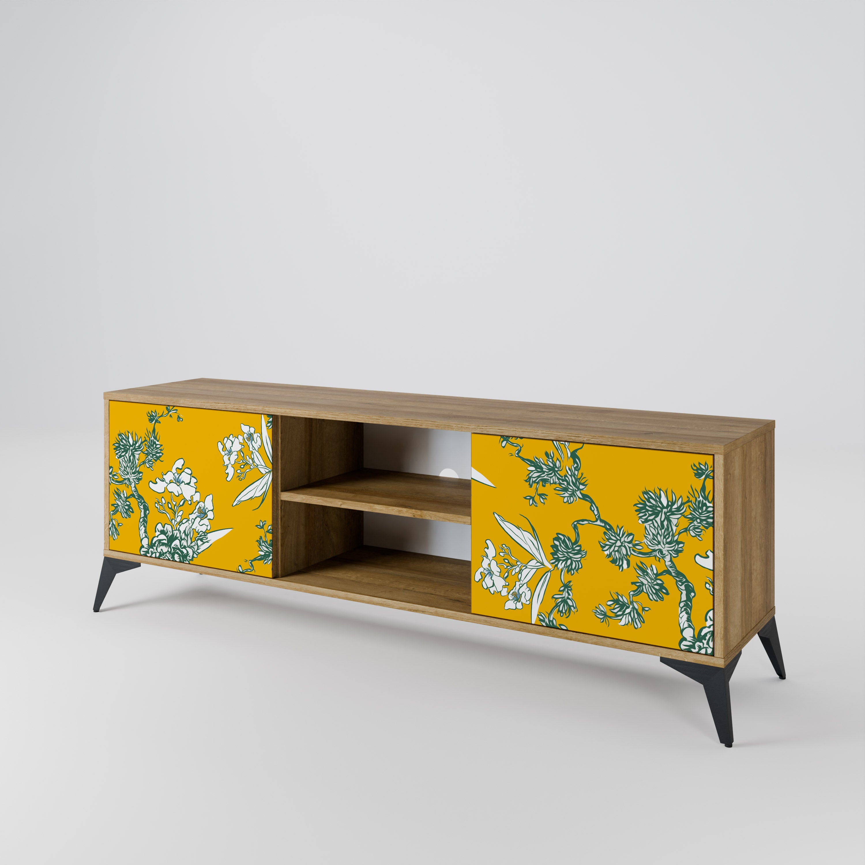 YELLOW CHINOISERIE 2-Door TV Cabinet
