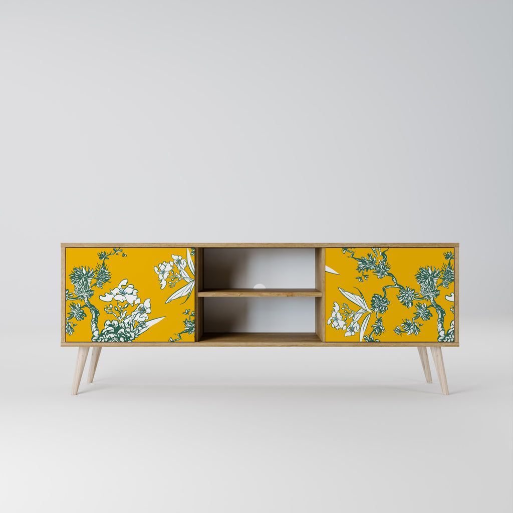 YELLOW CHINOISERIE 2-Door TV Cabinet