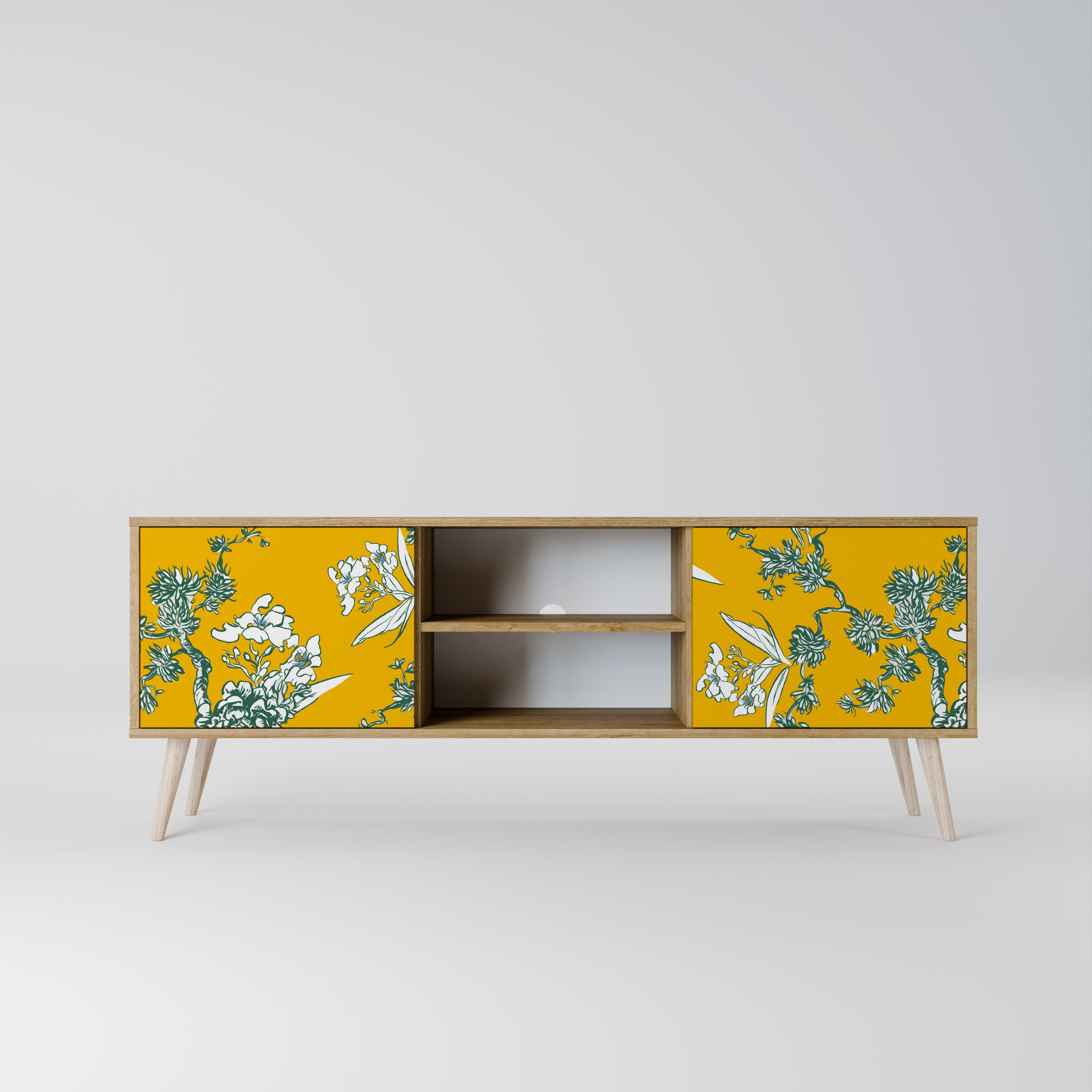 YELLOW CHINOISERIE 2-Door TV Cabinet
