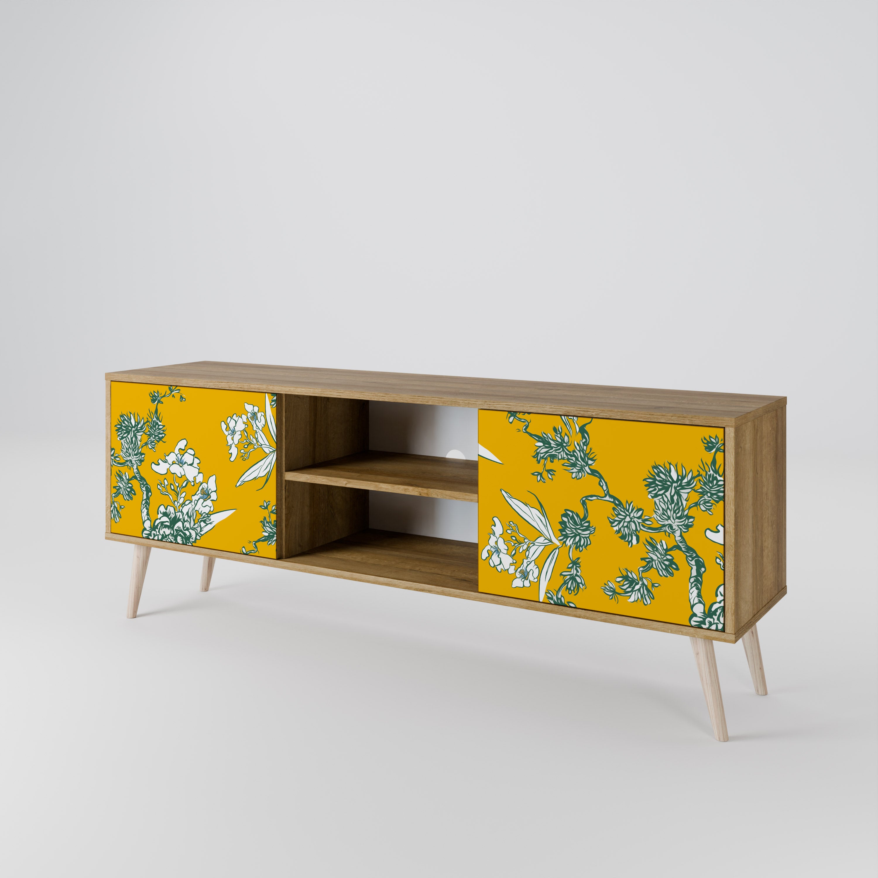 YELLOW CHINOISERIE 2-Door TV Cabinet
